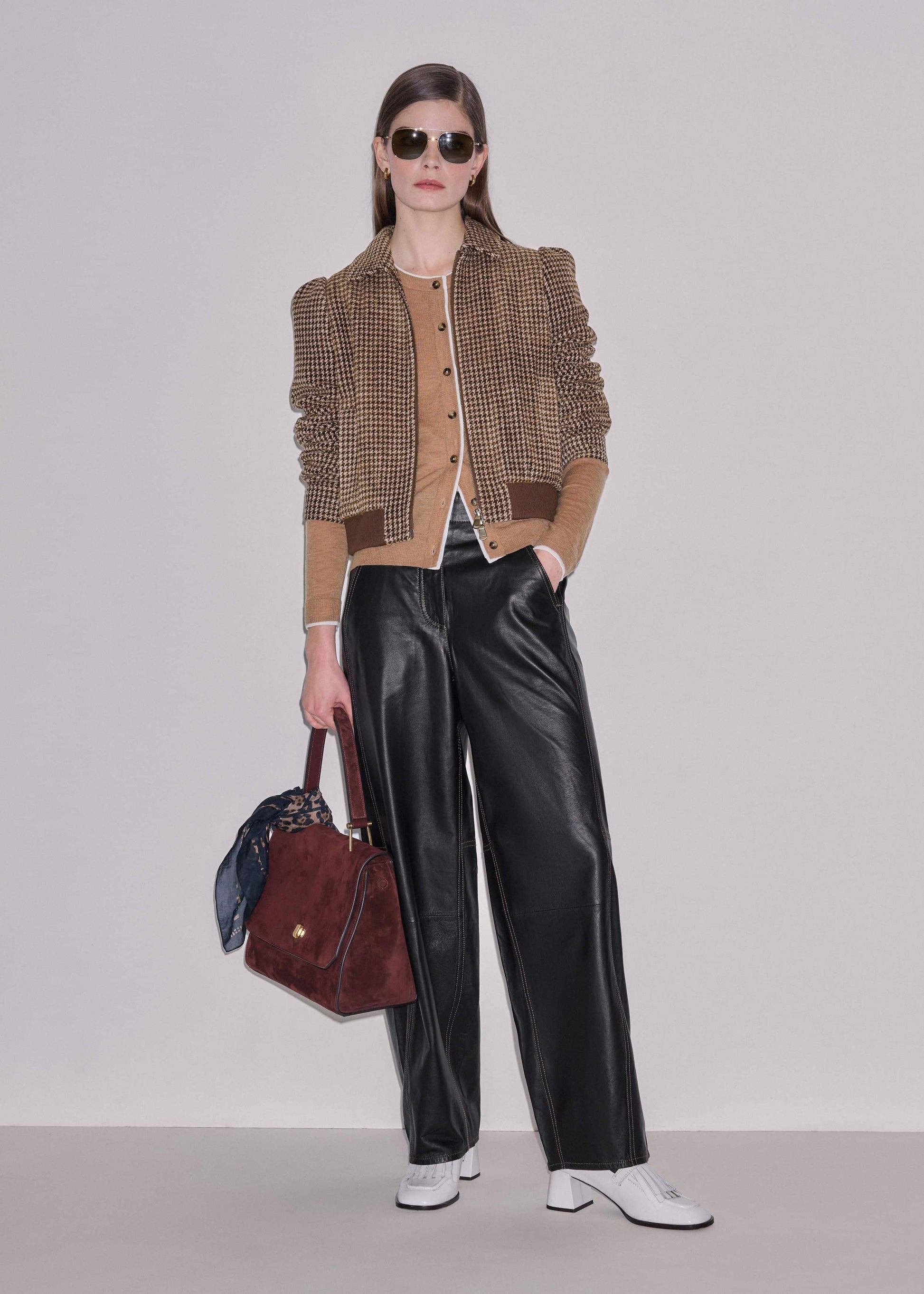 ME and EM Clothing Camel Brown Barely There Contrast Slim Cardigan