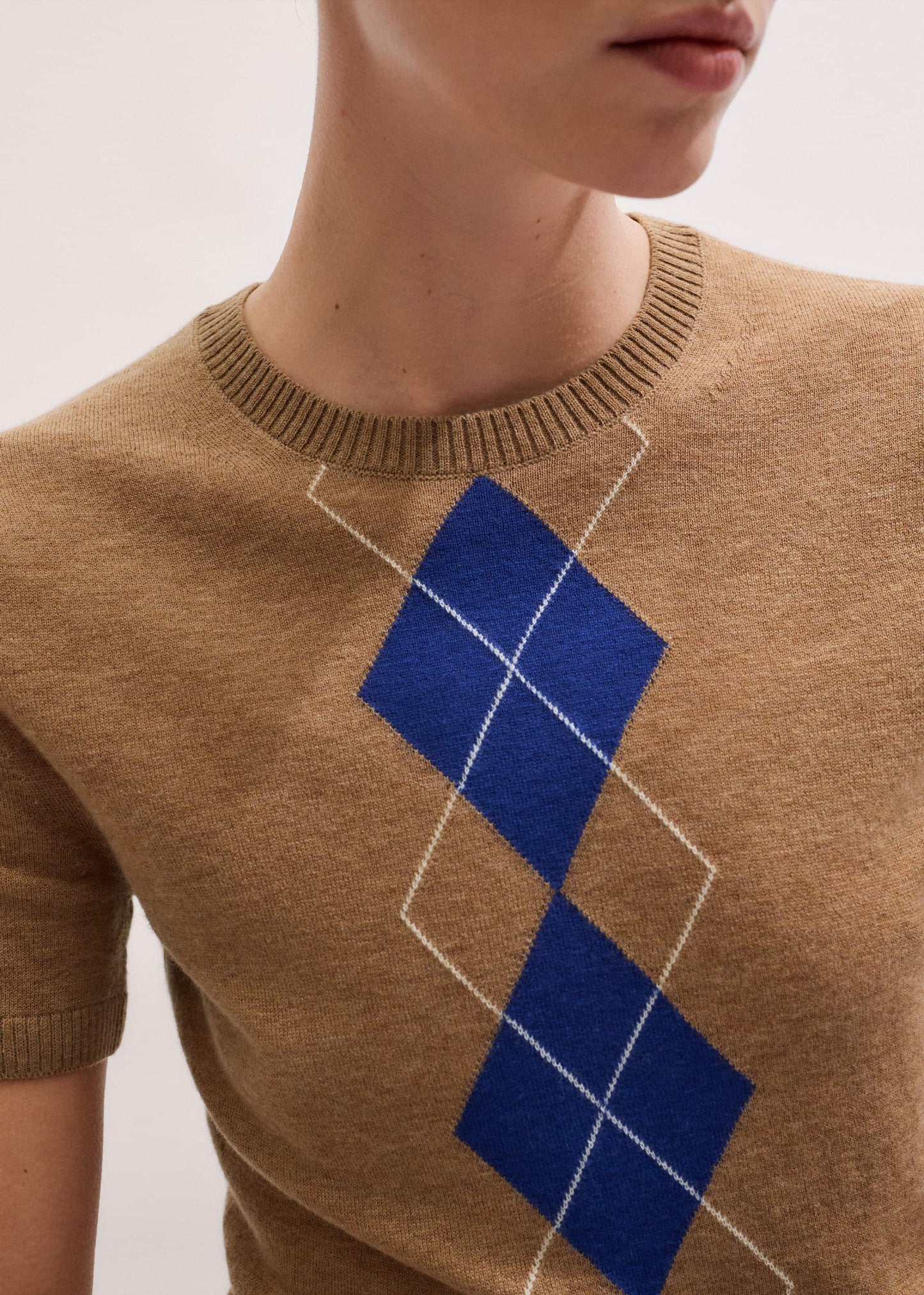 ME and EM Clothing Brown Fine Argyle Slim Tee