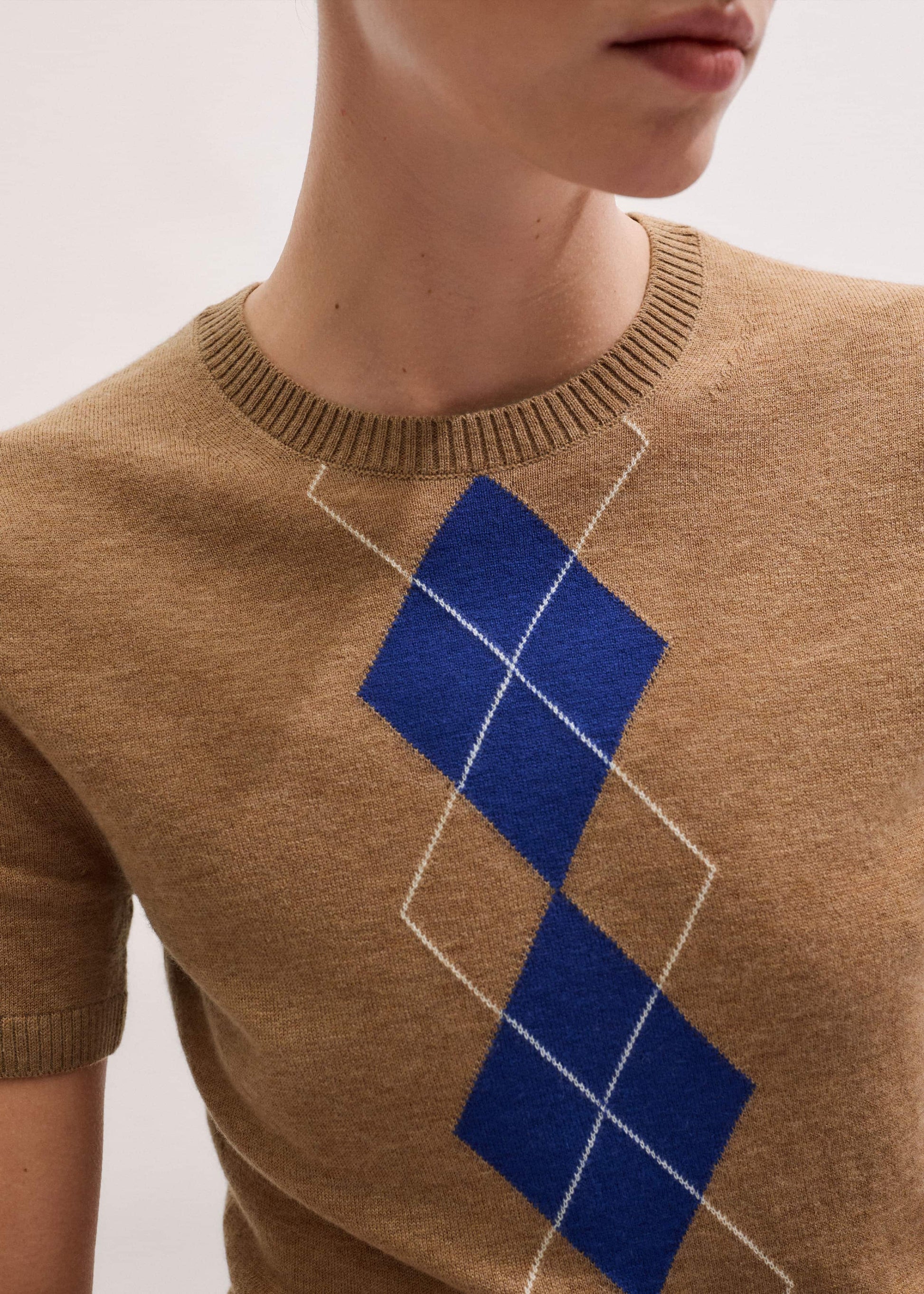 ME and EM Clothing Brown Fine Argyle Slim Tee