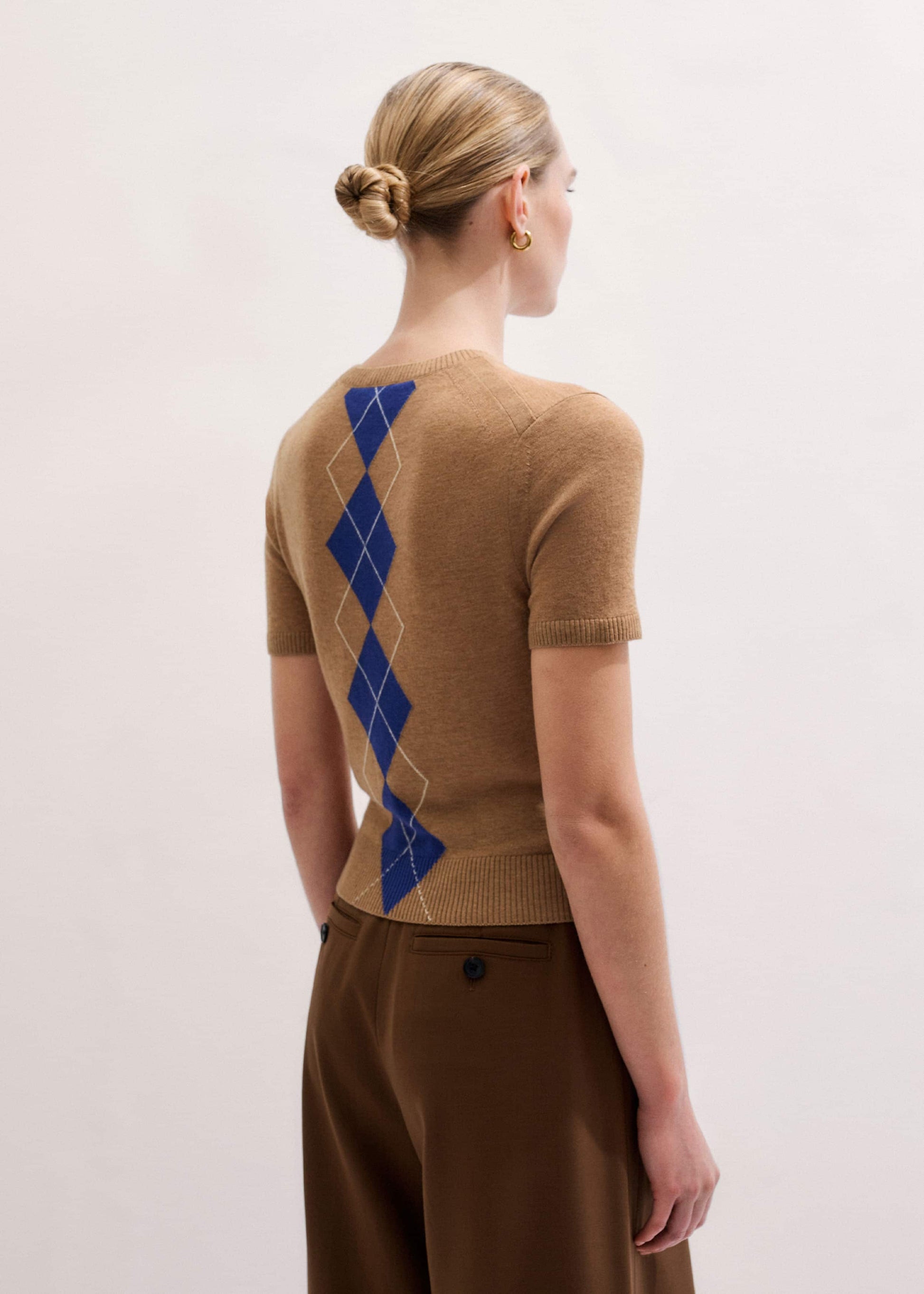 ME and EM Clothing Brown Fine Argyle Slim Tee