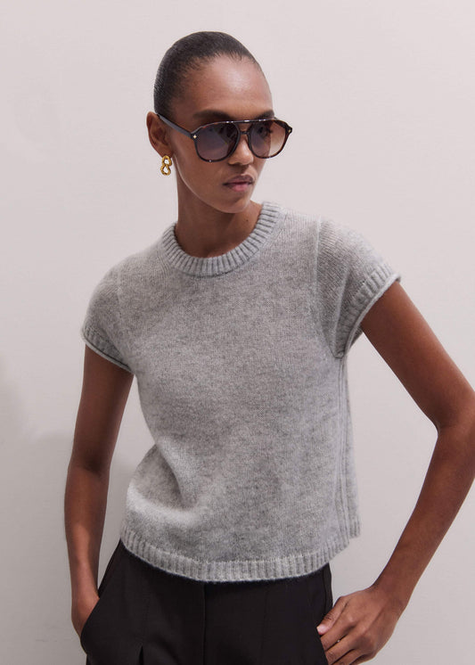 ME and EM Clothing Gray Merino Cashmere Silk Straight Baby Tee