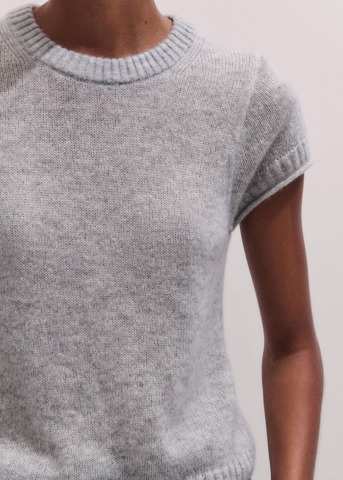 ME and EM Clothing Gray Merino Cashmere Silk Straight Baby Tee