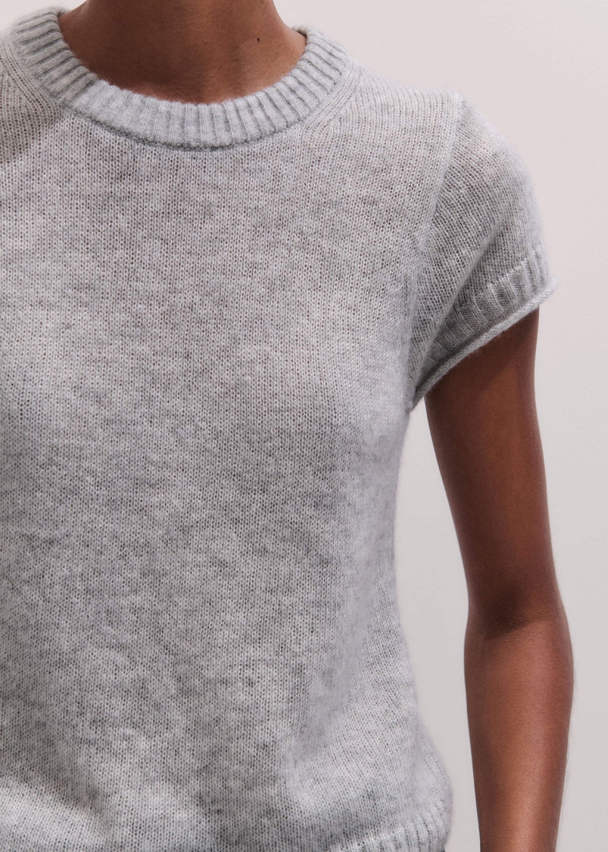 ME and EM Clothing Gray Merino Cashmere Silk Straight Baby Tee