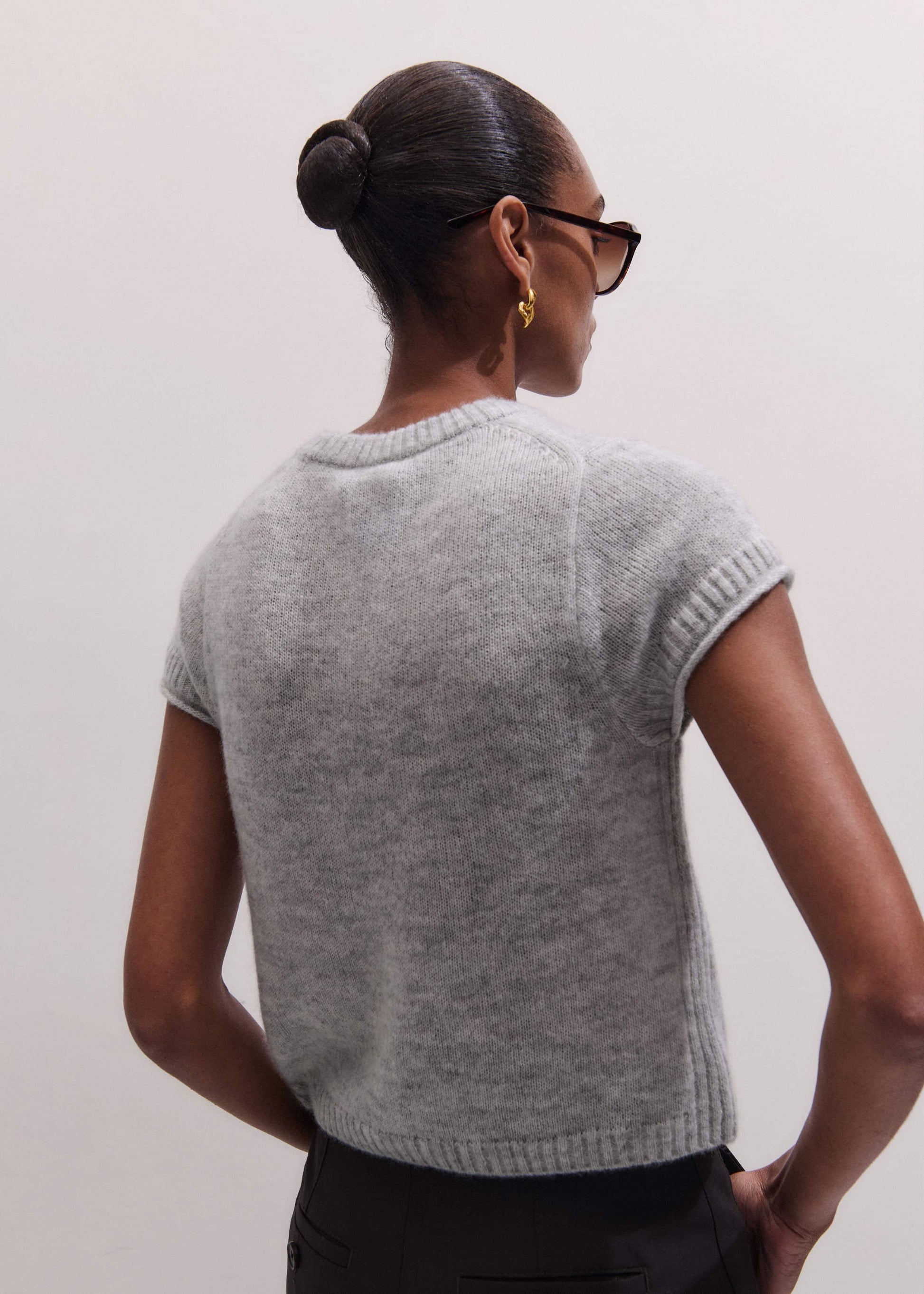 ME and EM Clothing Gray Merino Cashmere Silk Straight Baby Tee
