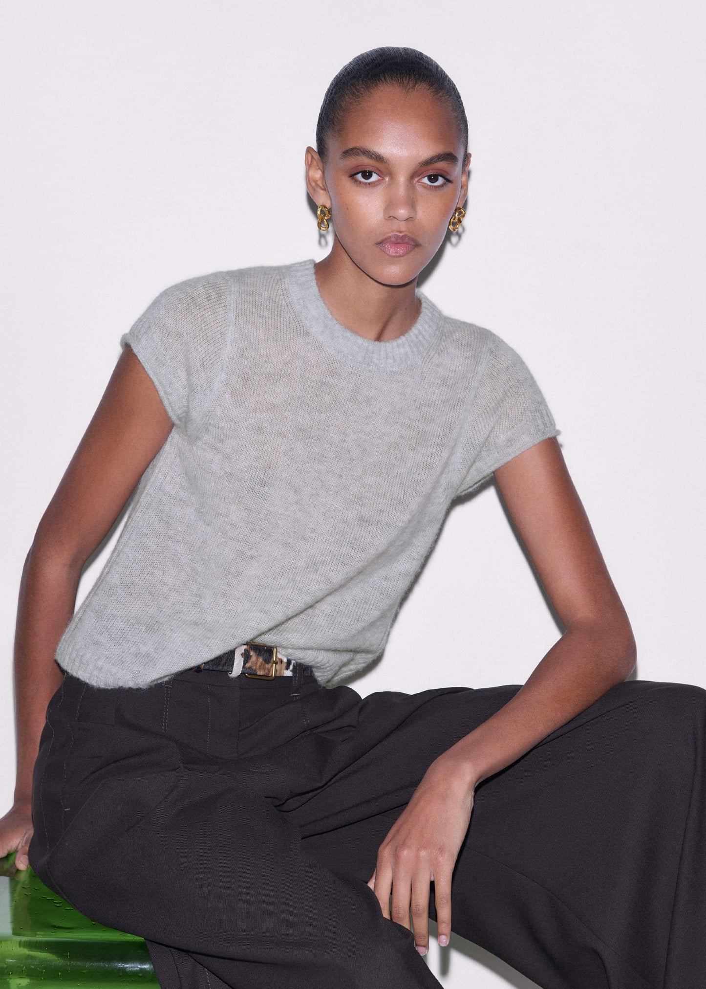 ME and EM Clothing Gray Merino Cashmere Silk Straight Baby Tee