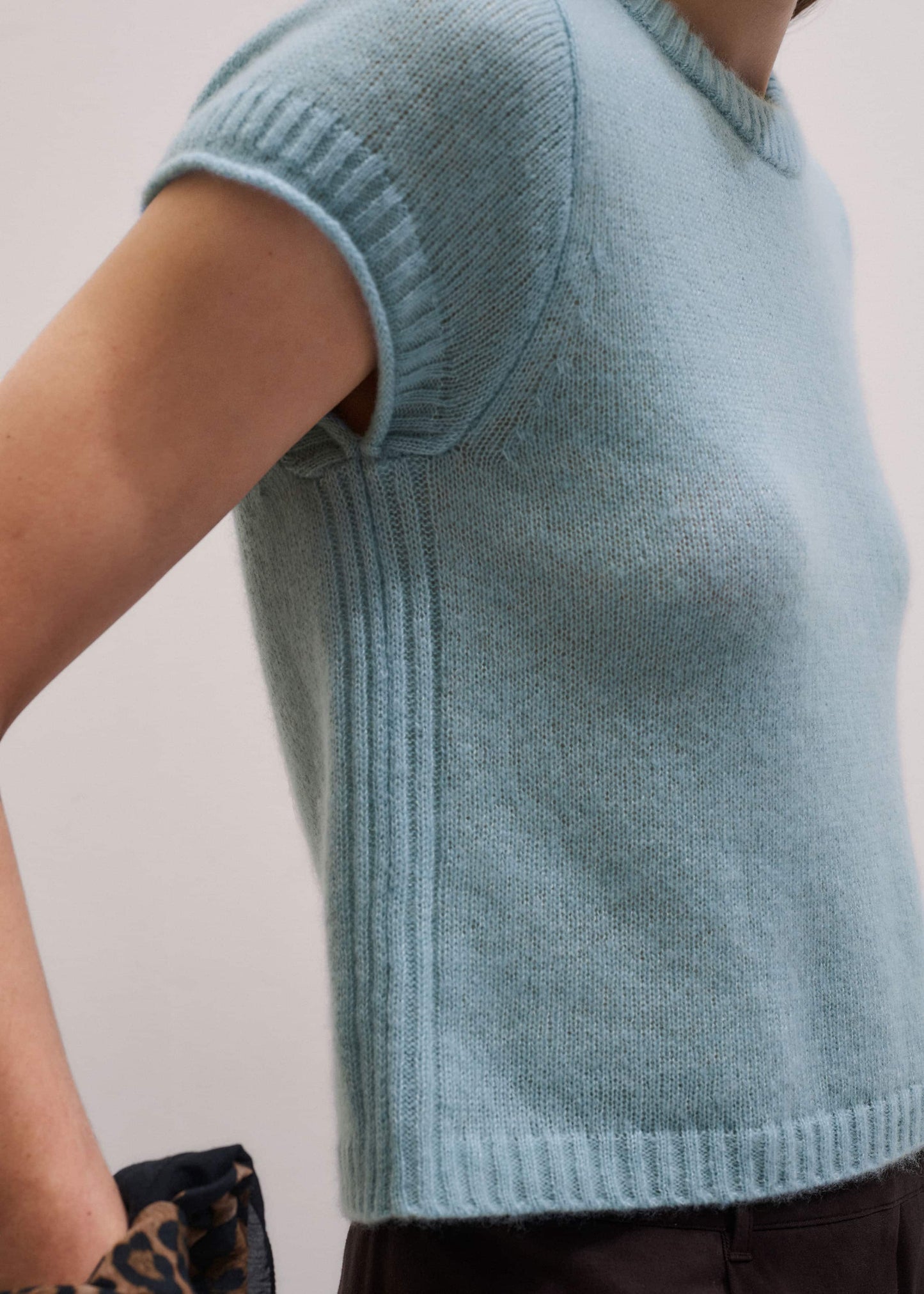 ME and EM Clothing Blue Merino Cashmere Silk Straight Baby Tee