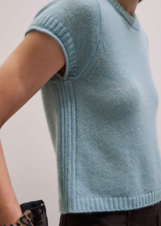 ME and EM Clothing Blue Merino Cashmere Silk Straight Baby Tee
