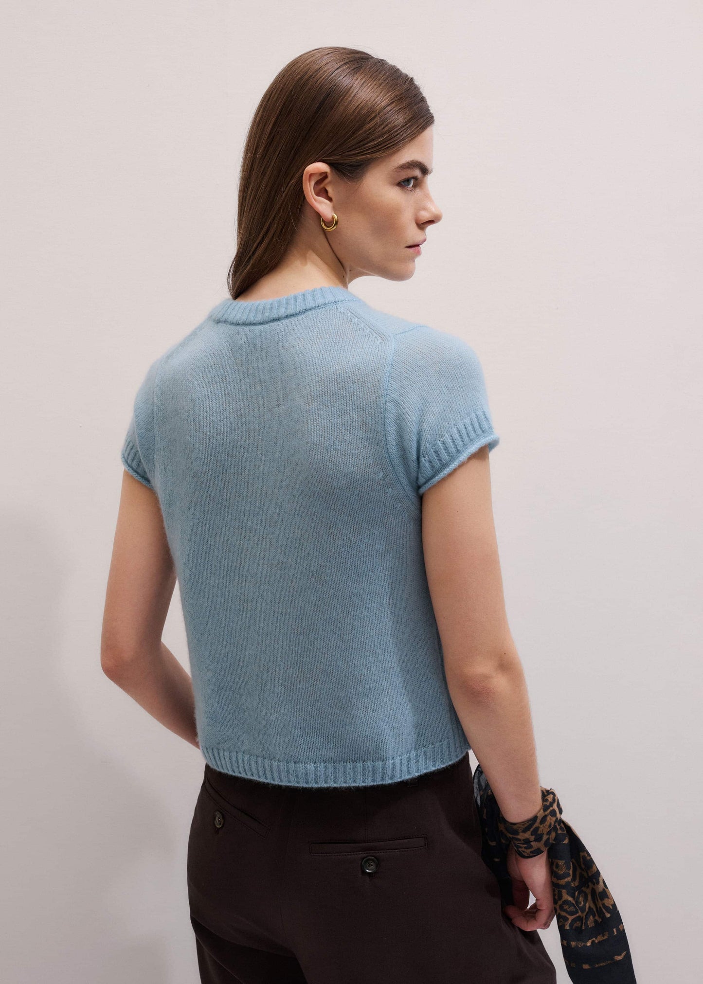 ME and EM Clothing Blue Merino Cashmere Silk Straight Baby Tee