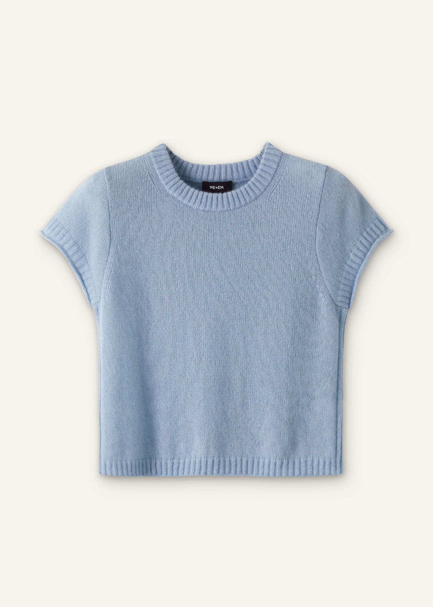 ME and EM Clothing Blue Merino Cashmere Silk Straight Baby Tee