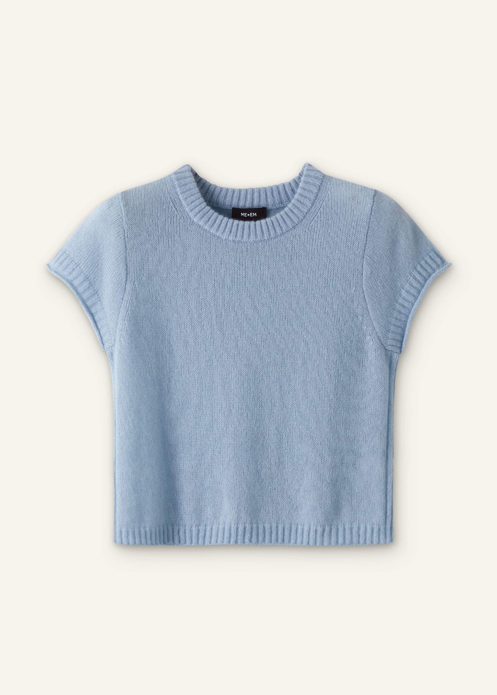 ME and EM Clothing Blue Merino Cashmere Silk Straight Baby Tee