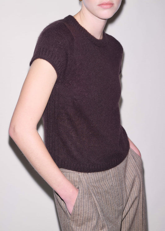 ME and EM Clothing Brown Merino Cashmere Silk Straight Baby Tee