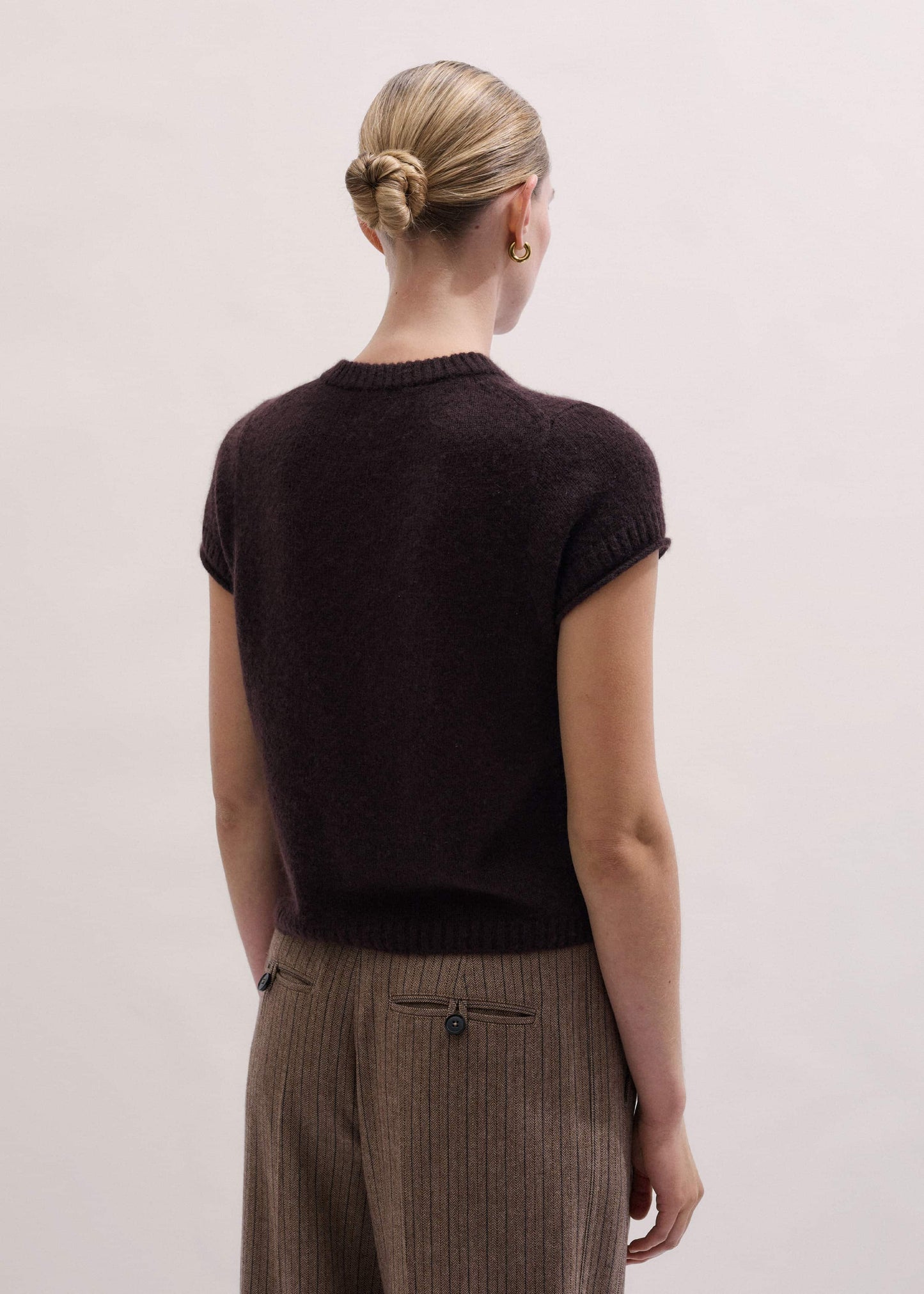 ME and EM Clothing Brown Merino Cashmere Silk Straight Baby Tee