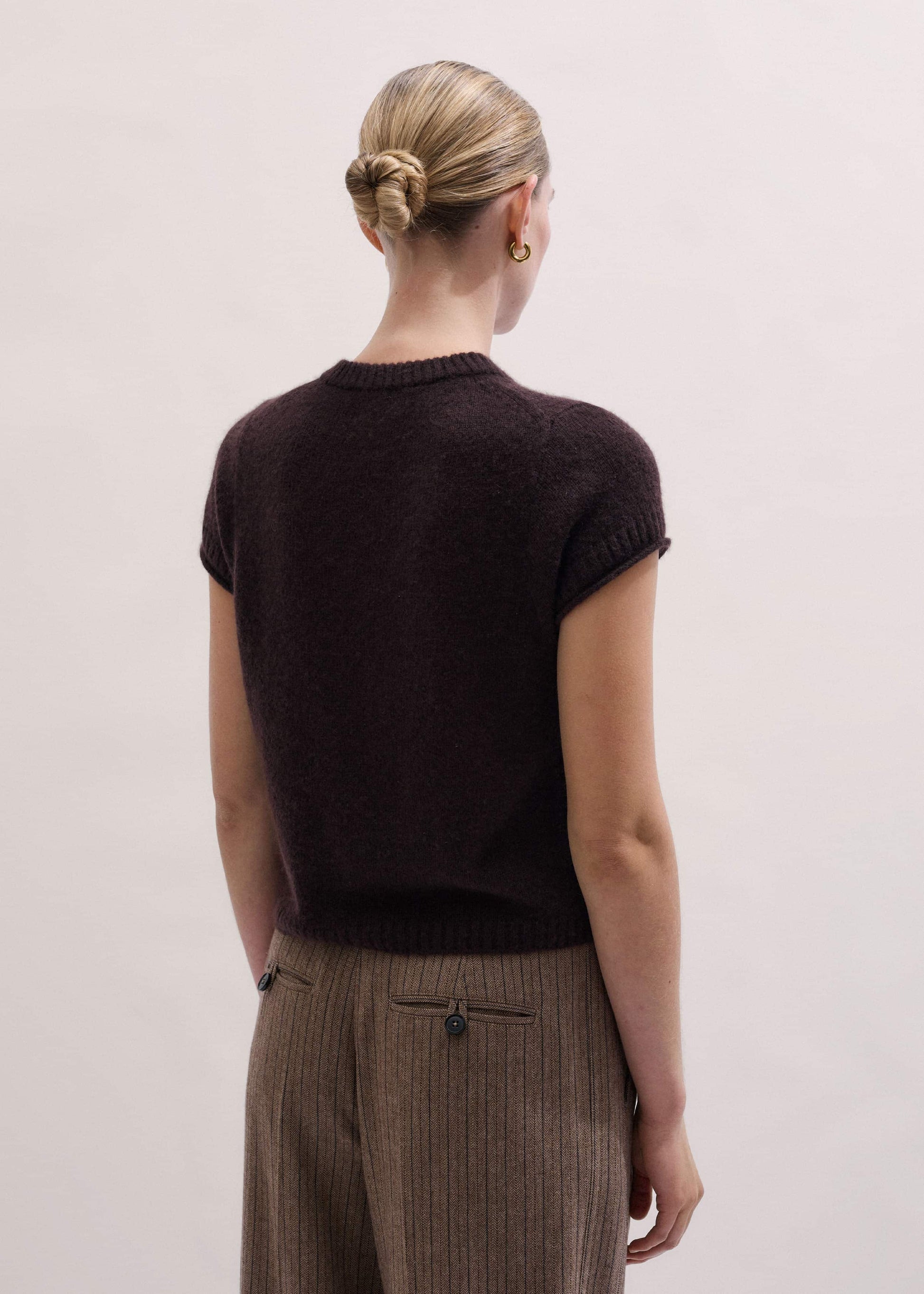 ME and EM Clothing Brown Merino Cashmere Silk Straight Baby Tee