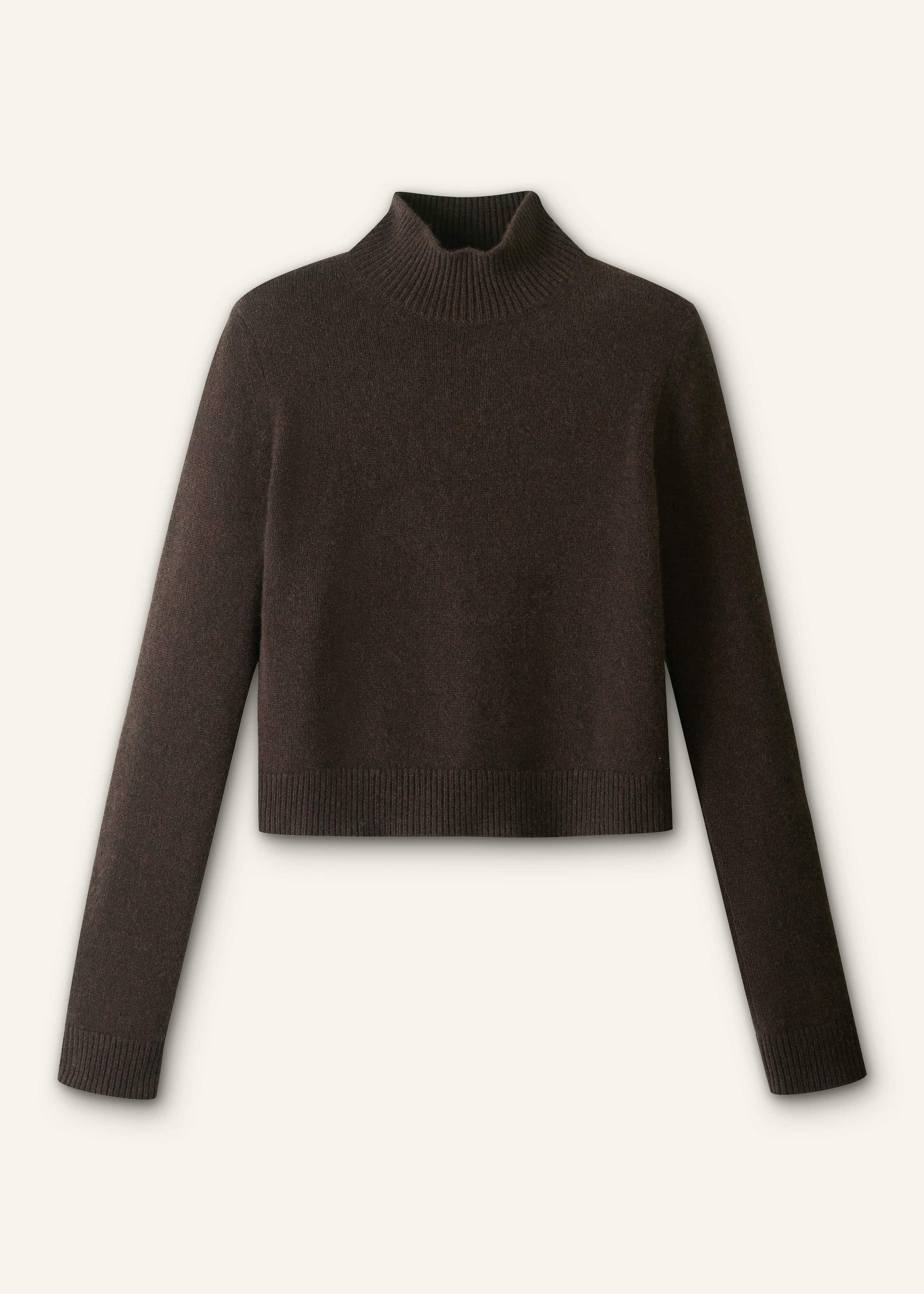 ME and EM Clothing Brown Cashmere High Neck Crop Jumper