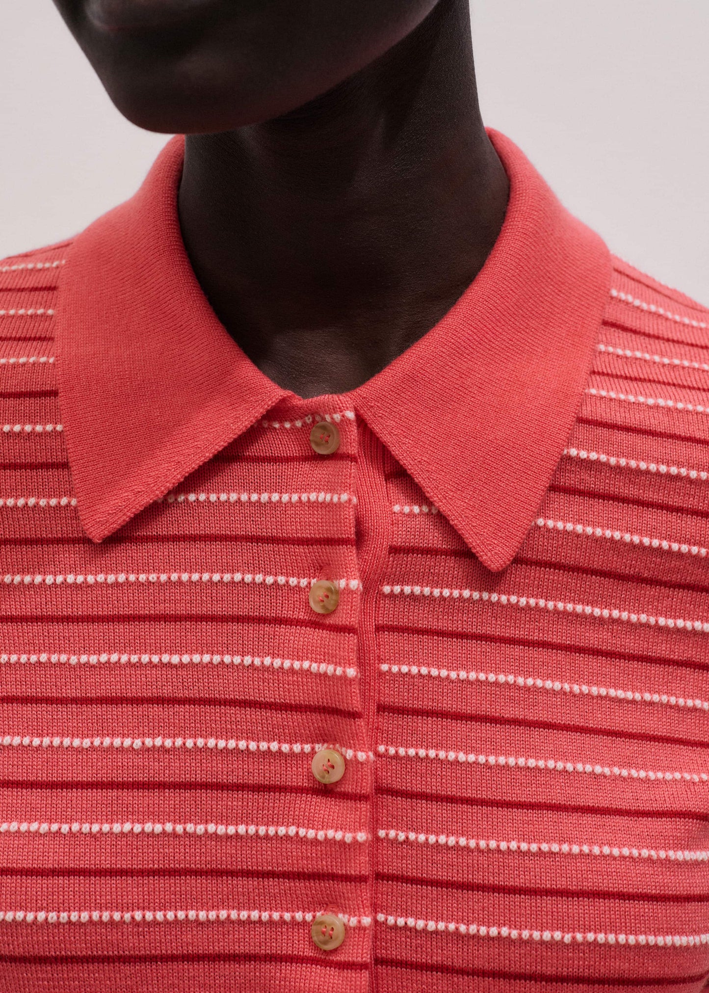 ME and EM Clothing Pink Textured Stripe Straight Sporty Smart Polo Tee