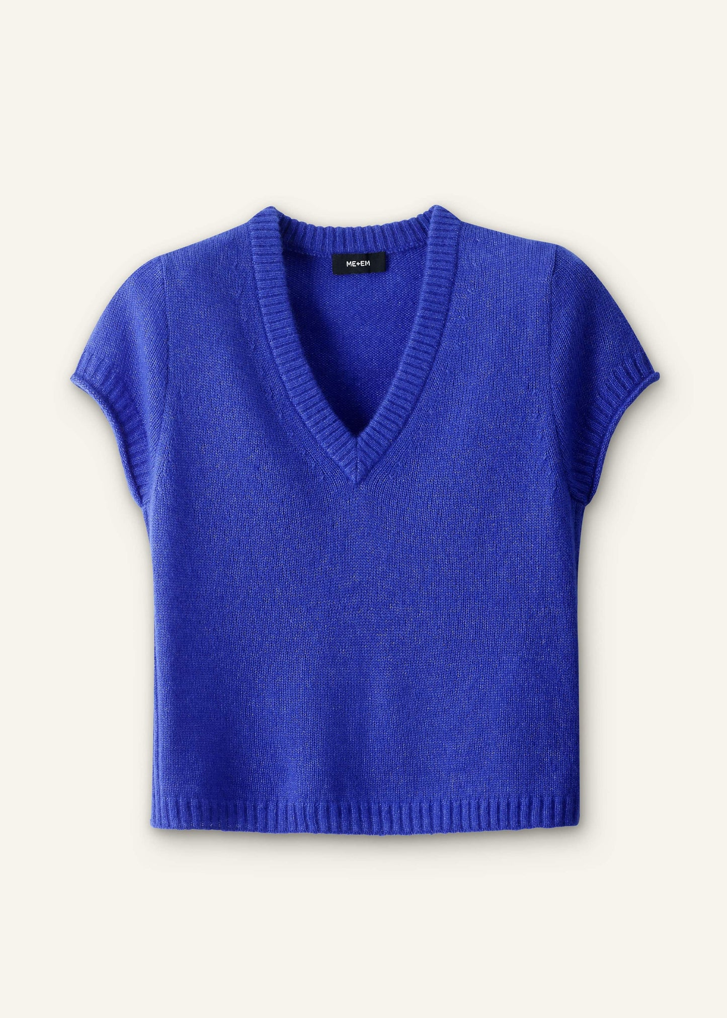ME and EM Clothing Blue Merino Cashmere Silk V-Neck Baby Tee