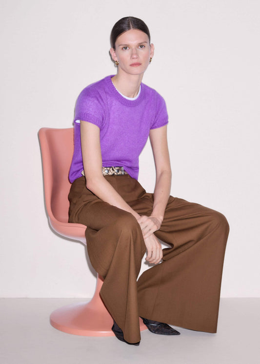 ME and EM Clothing Purple Merino Cashmere Silk Straight Baby Tee