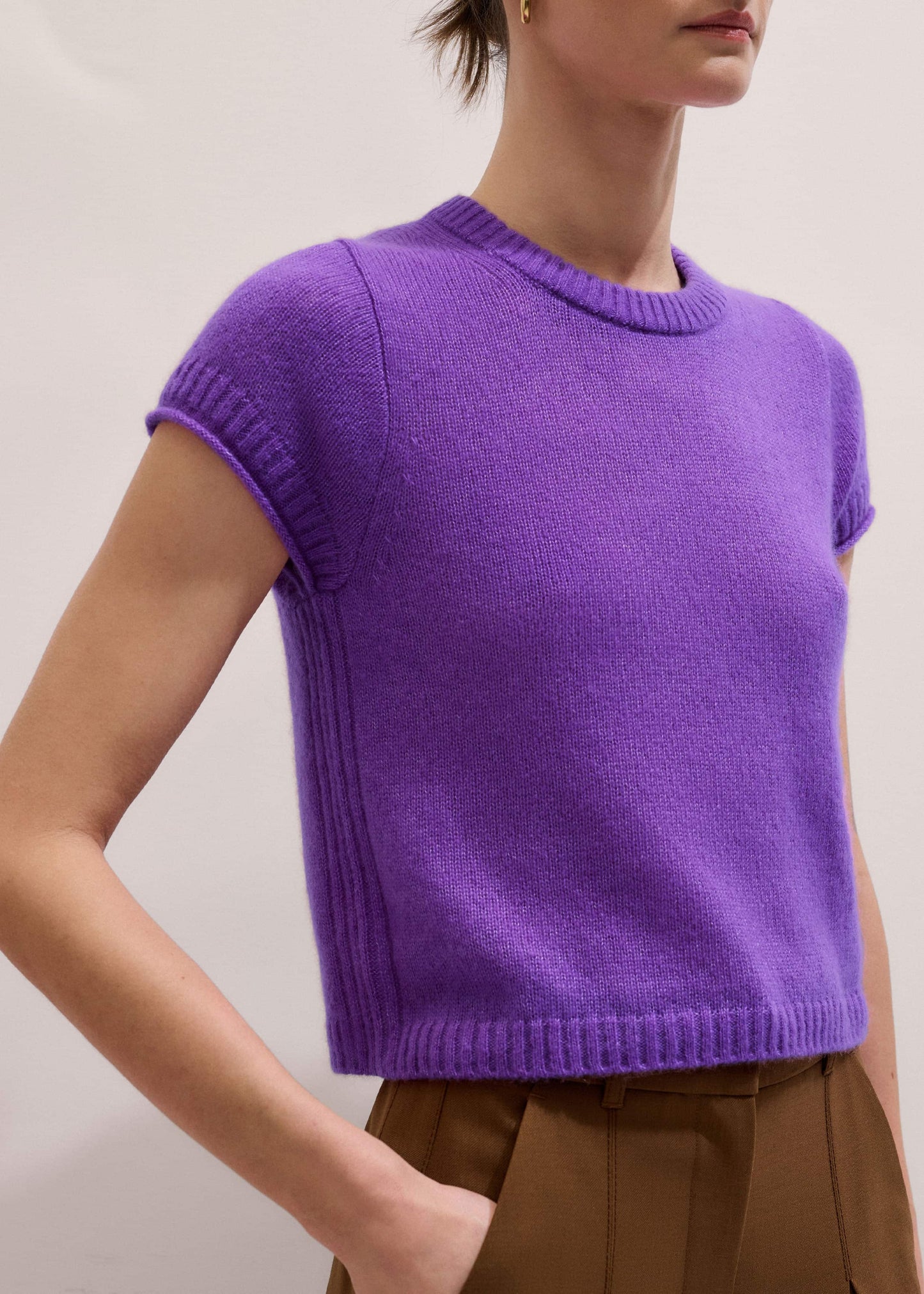ME and EM Clothing Purple Merino Cashmere Silk Straight Baby Tee