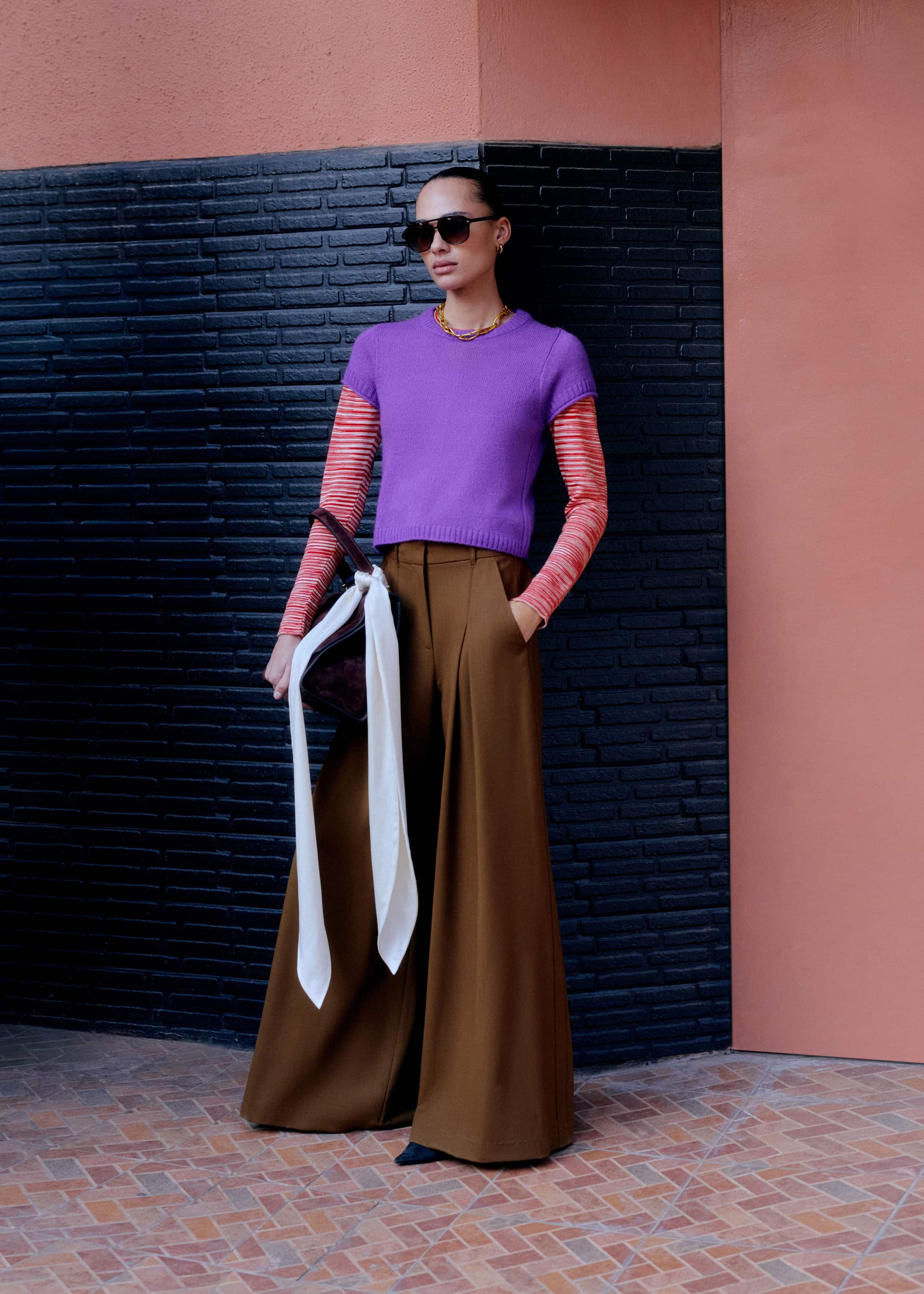 ME and EM Clothing Purple Merino Cashmere Silk Straight Baby Tee