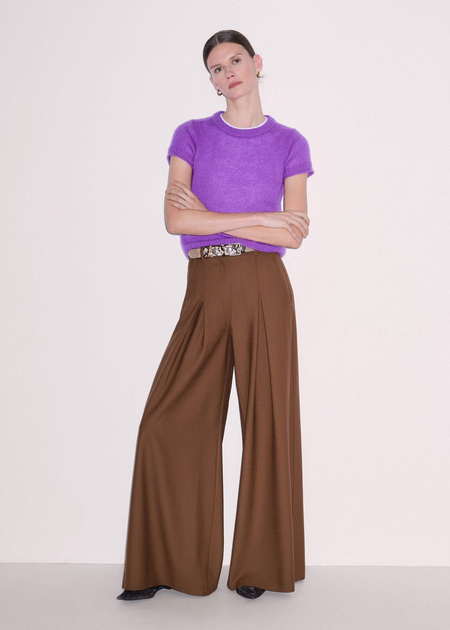 ME and EM Clothing Purple Merino Cashmere Silk Straight Baby Tee