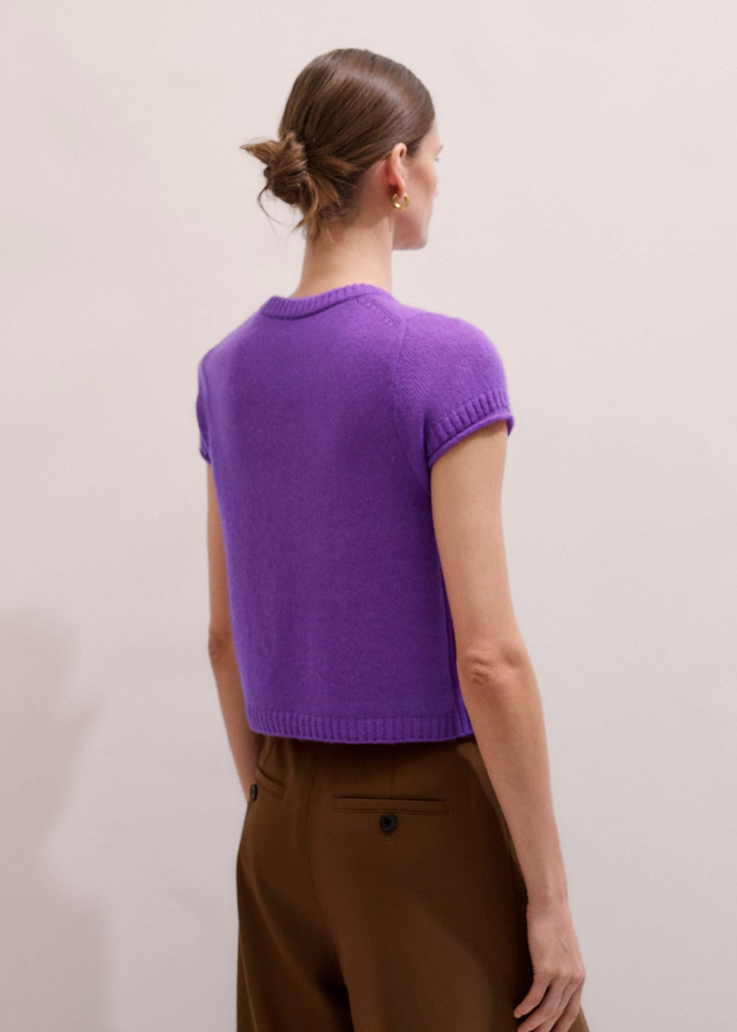 ME and EM Clothing Purple Merino Cashmere Silk Straight Baby Tee