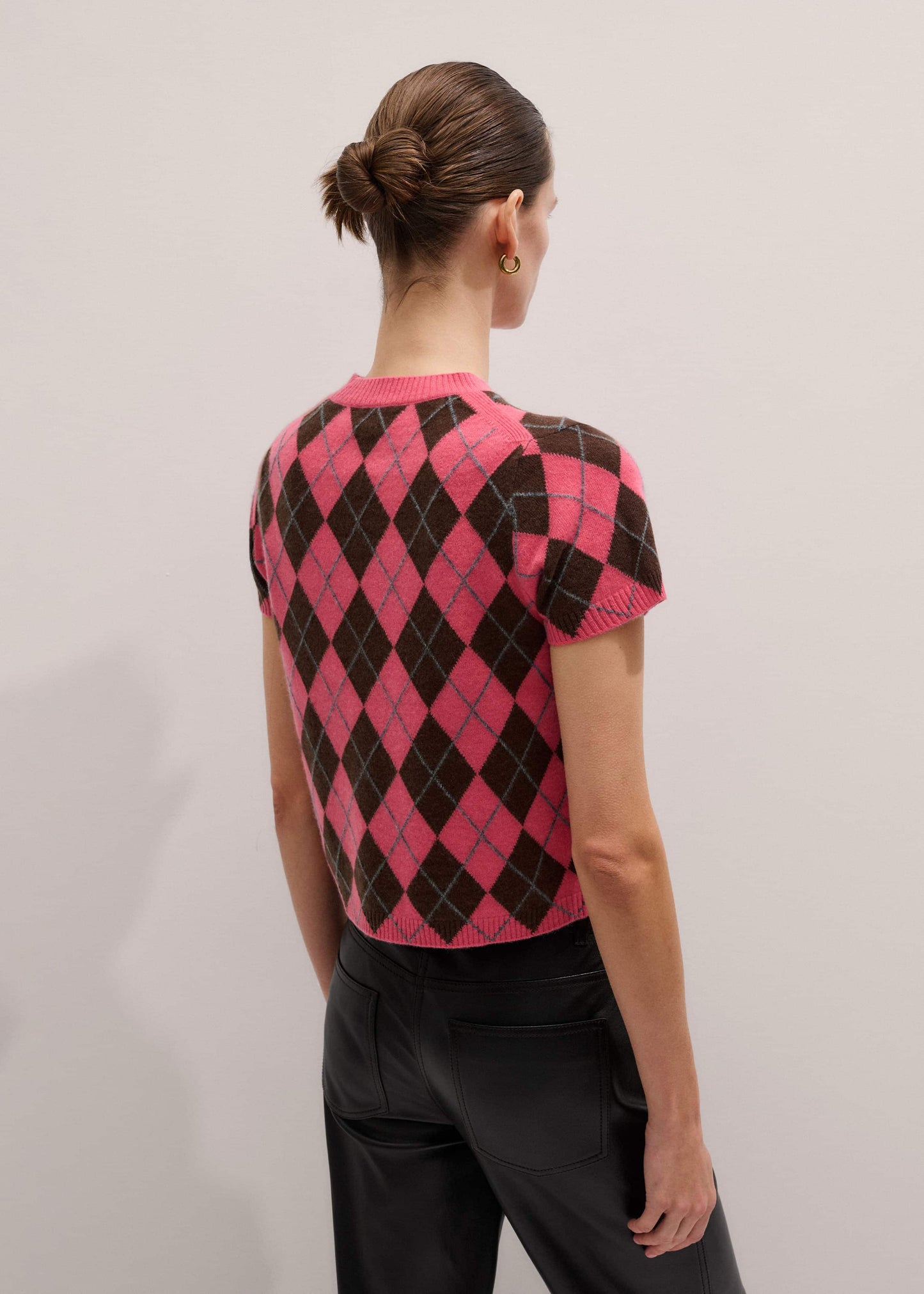ME and EM Clothing Pink Cashmere Argyle Knit Baby Tee