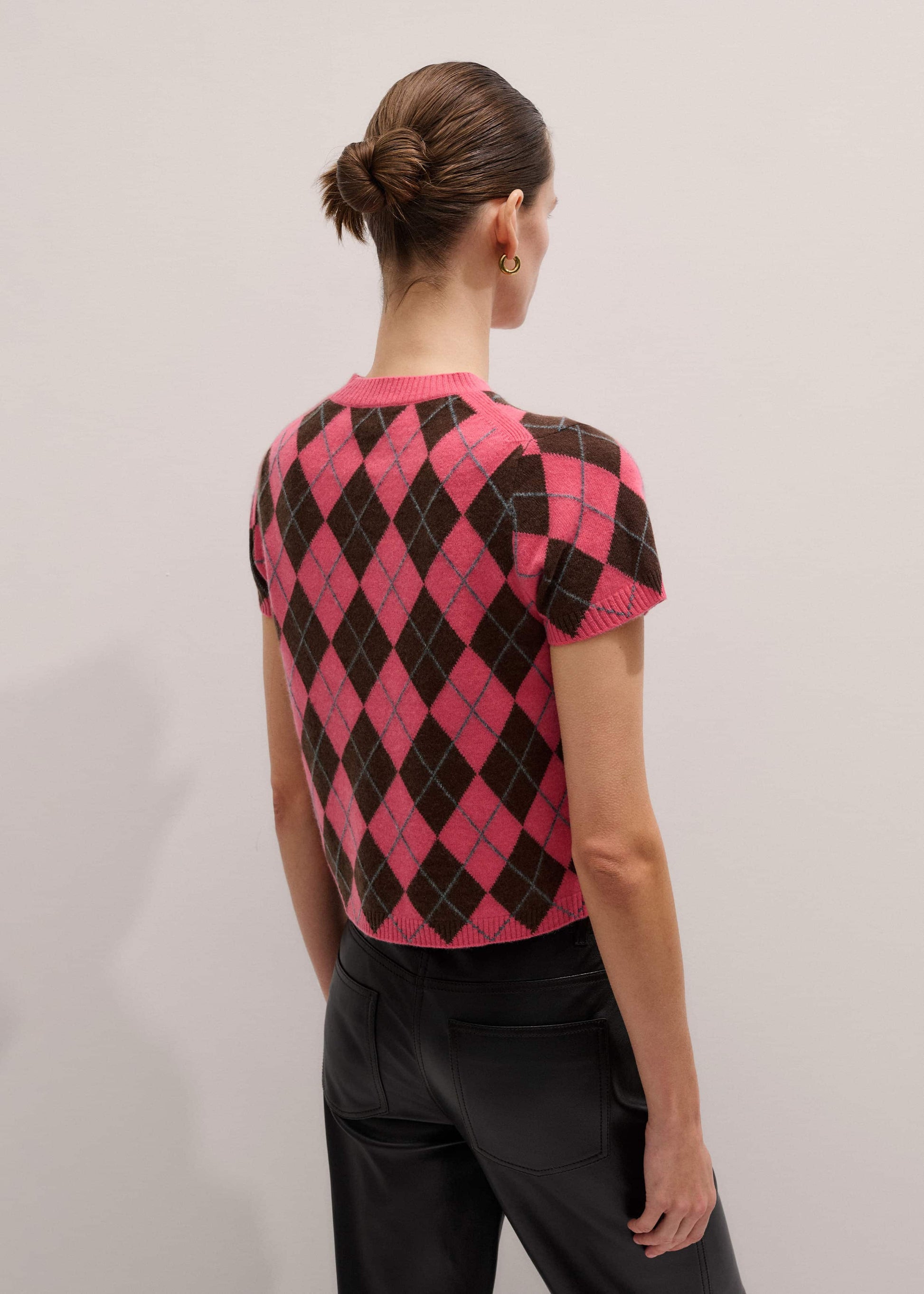 ME and EM Clothing Pink Cashmere Argyle Knit Baby Tee