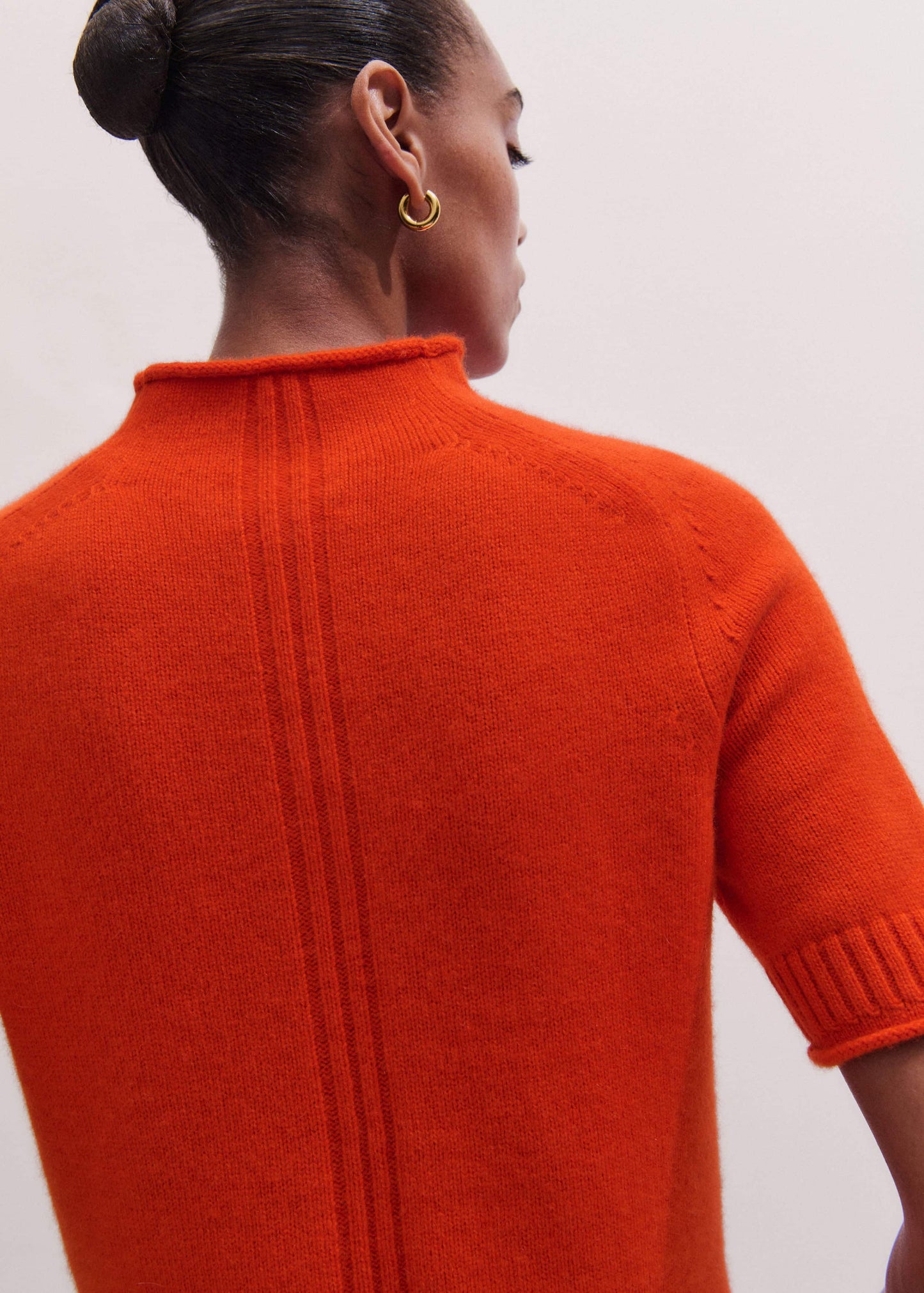 ME and EM Clothing Orange Cashmere Roll Trim Knit Tee