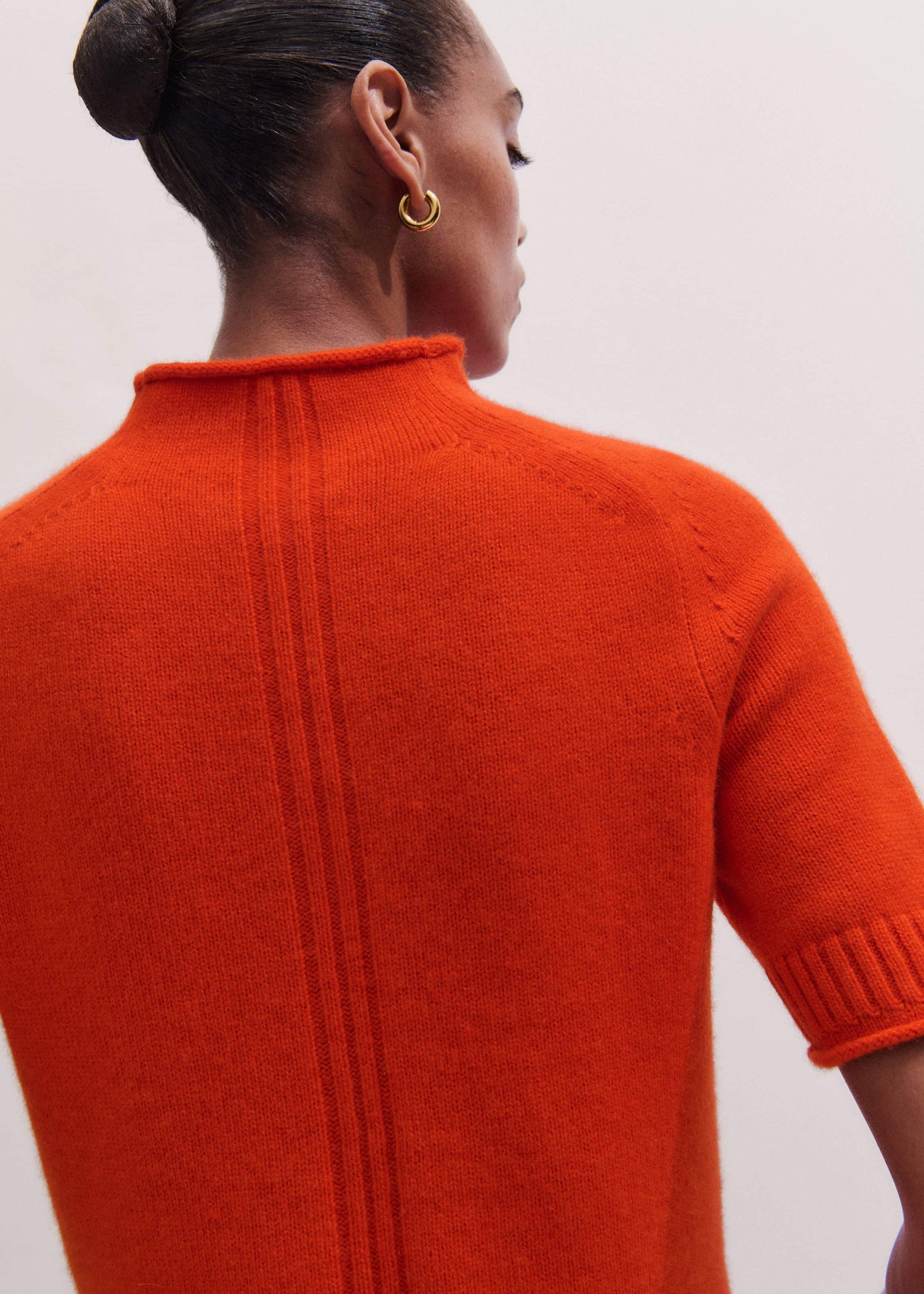 ME and EM Clothing Orange Cashmere Roll Trim Knit Tee