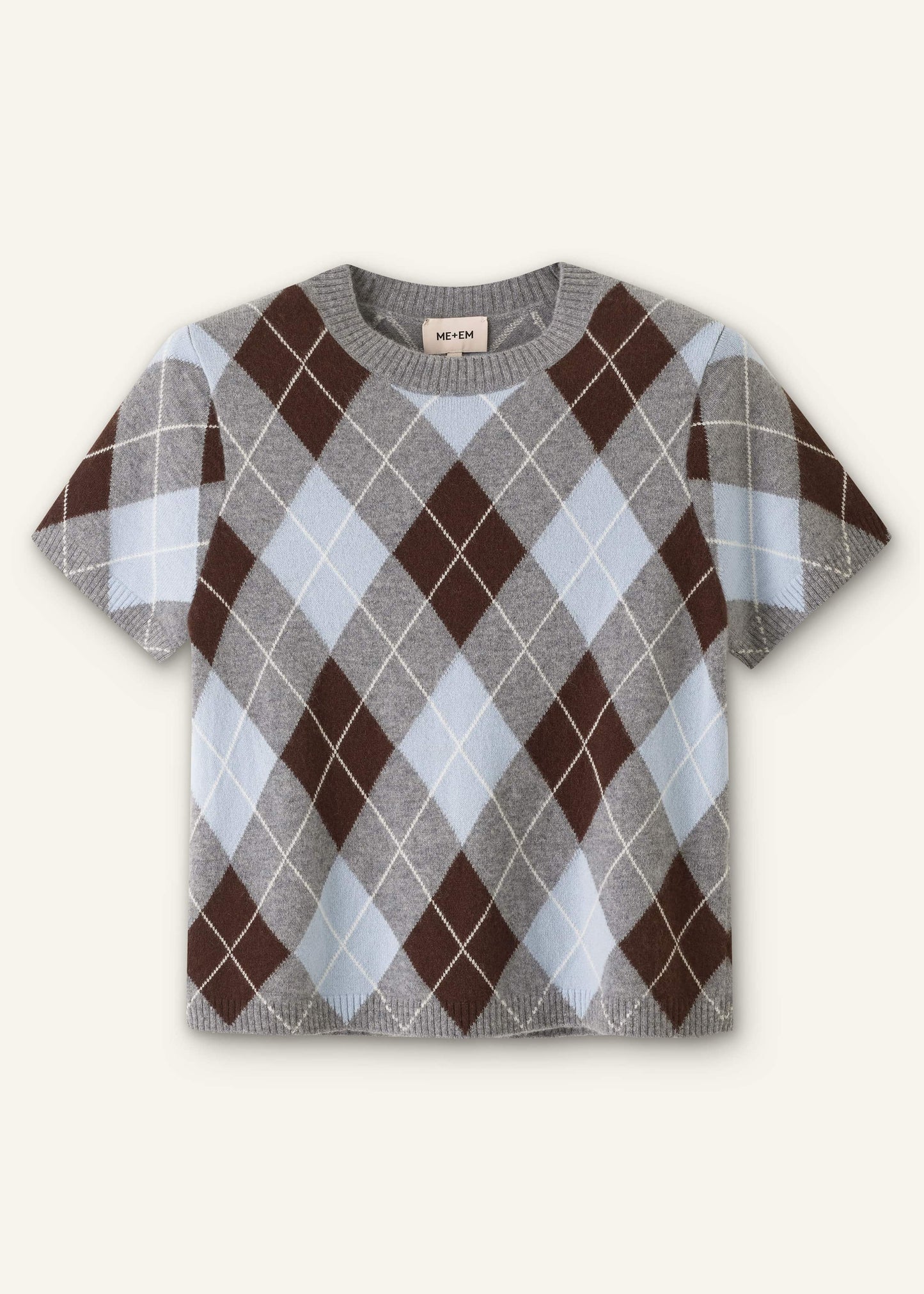 ME and EM Clothing Blue Cashmere Argyle Baby Tee
