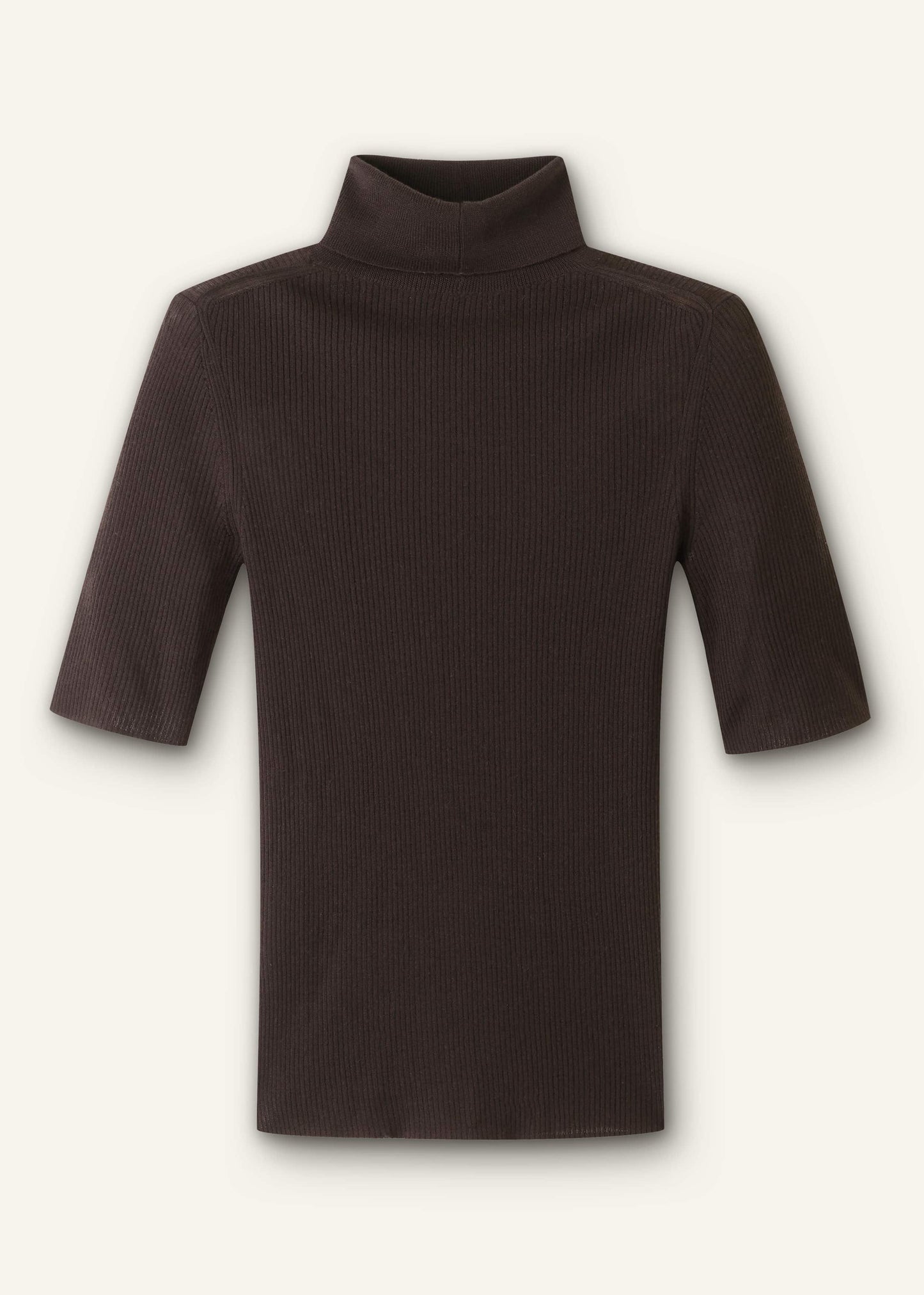 ME and EM Clothing Brown Superfine Ribbed Roll Neck Tee