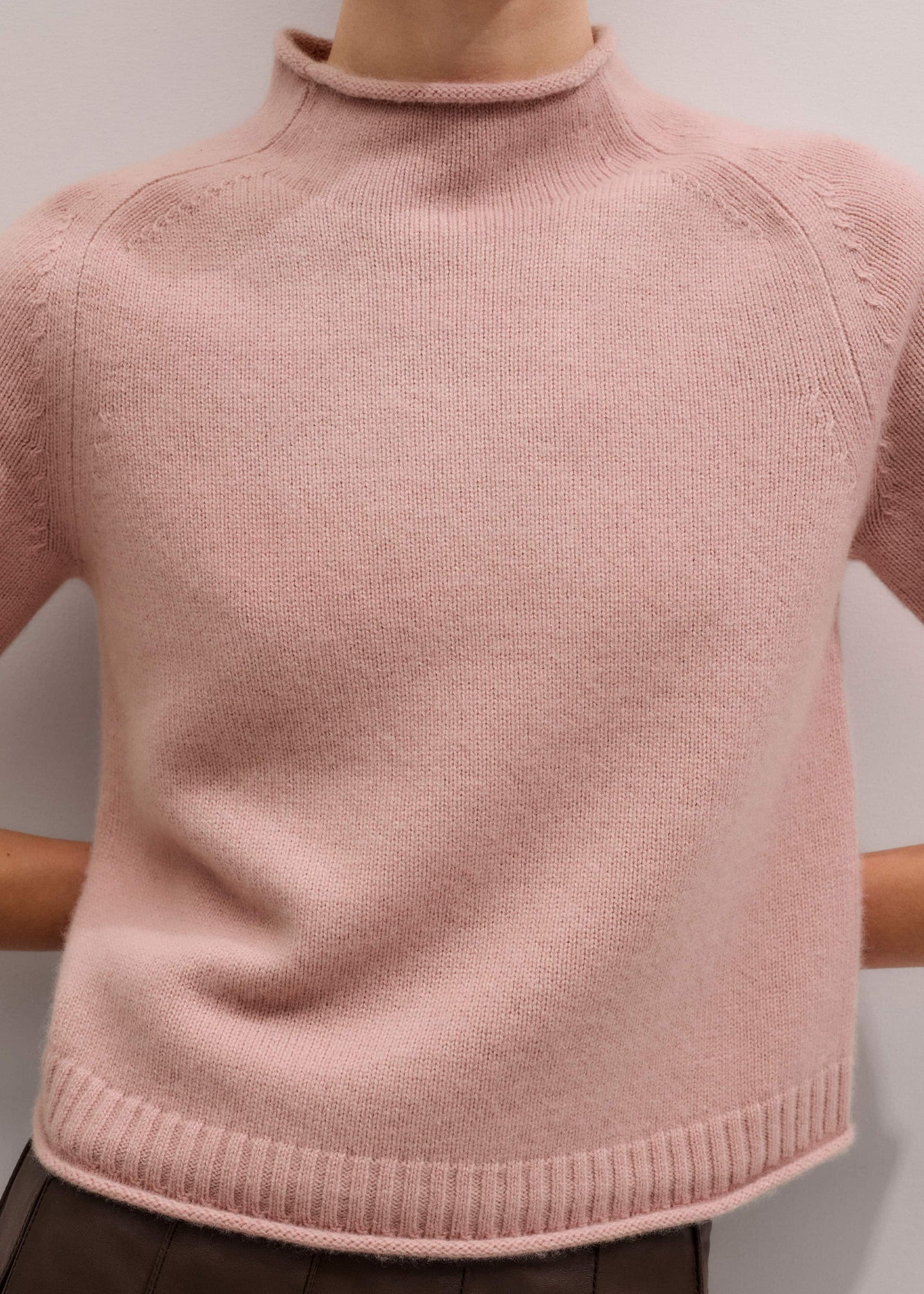 ME and EM Clothing Pink Cashmere Roll Trim Knit Tee