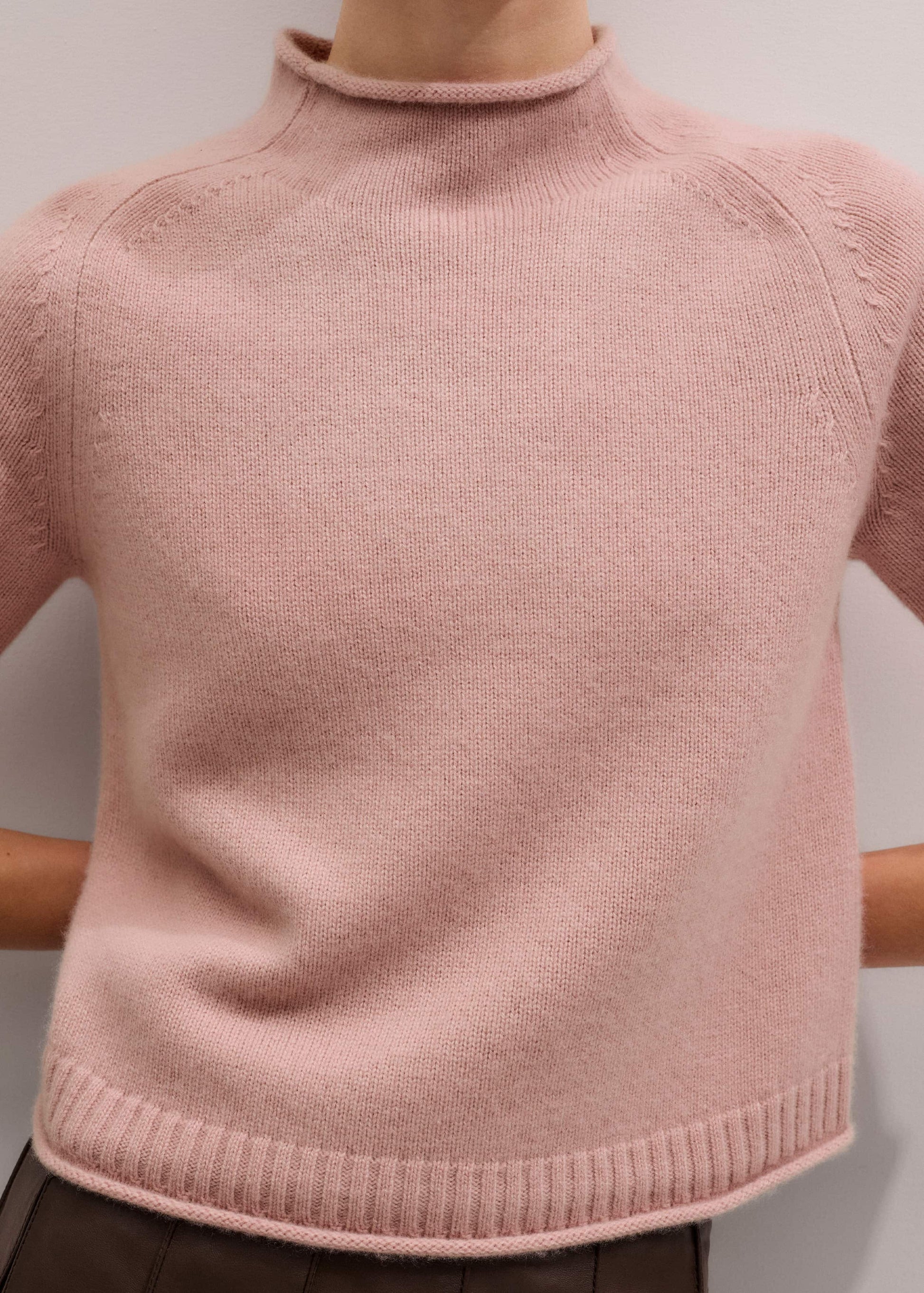 ME and EM Clothing Pink Cashmere Roll Trim Knit Tee