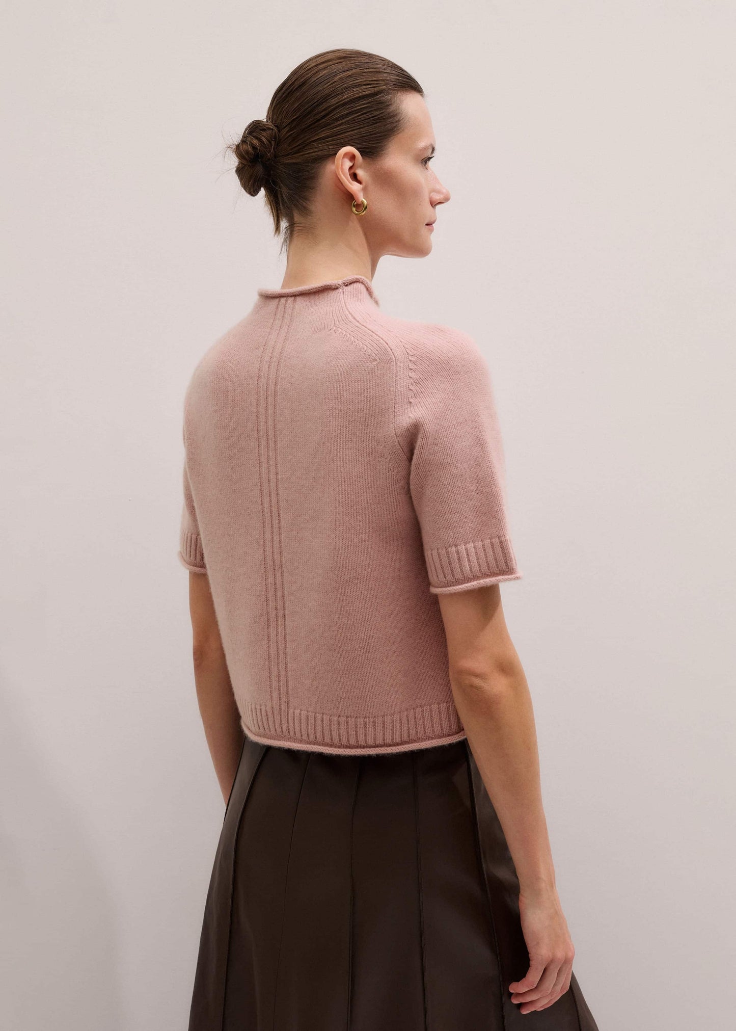 ME and EM Clothing Pink Cashmere Roll Trim Knit Tee