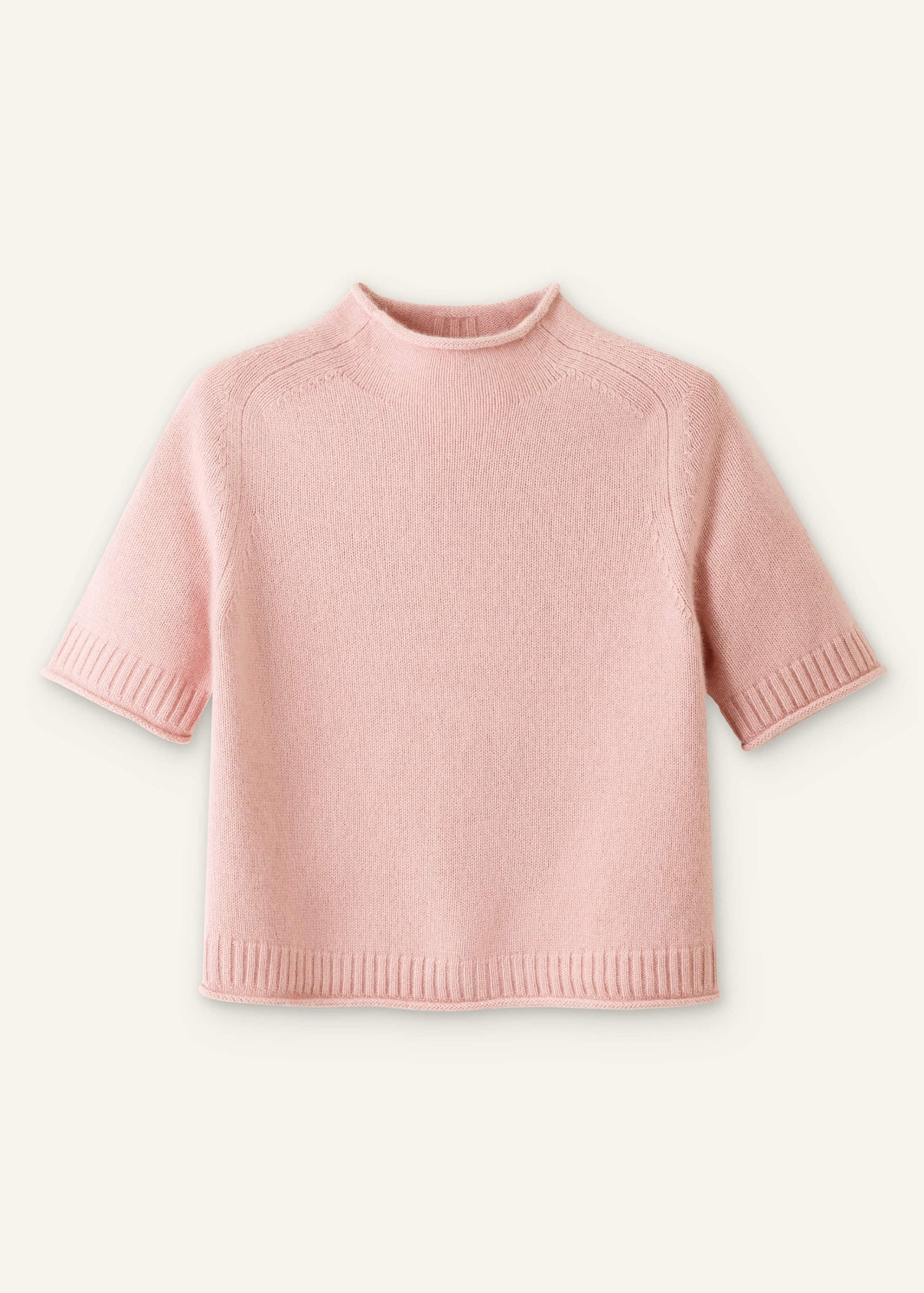 ME and EM Clothing Pink Cashmere Roll Trim Knit Tee
