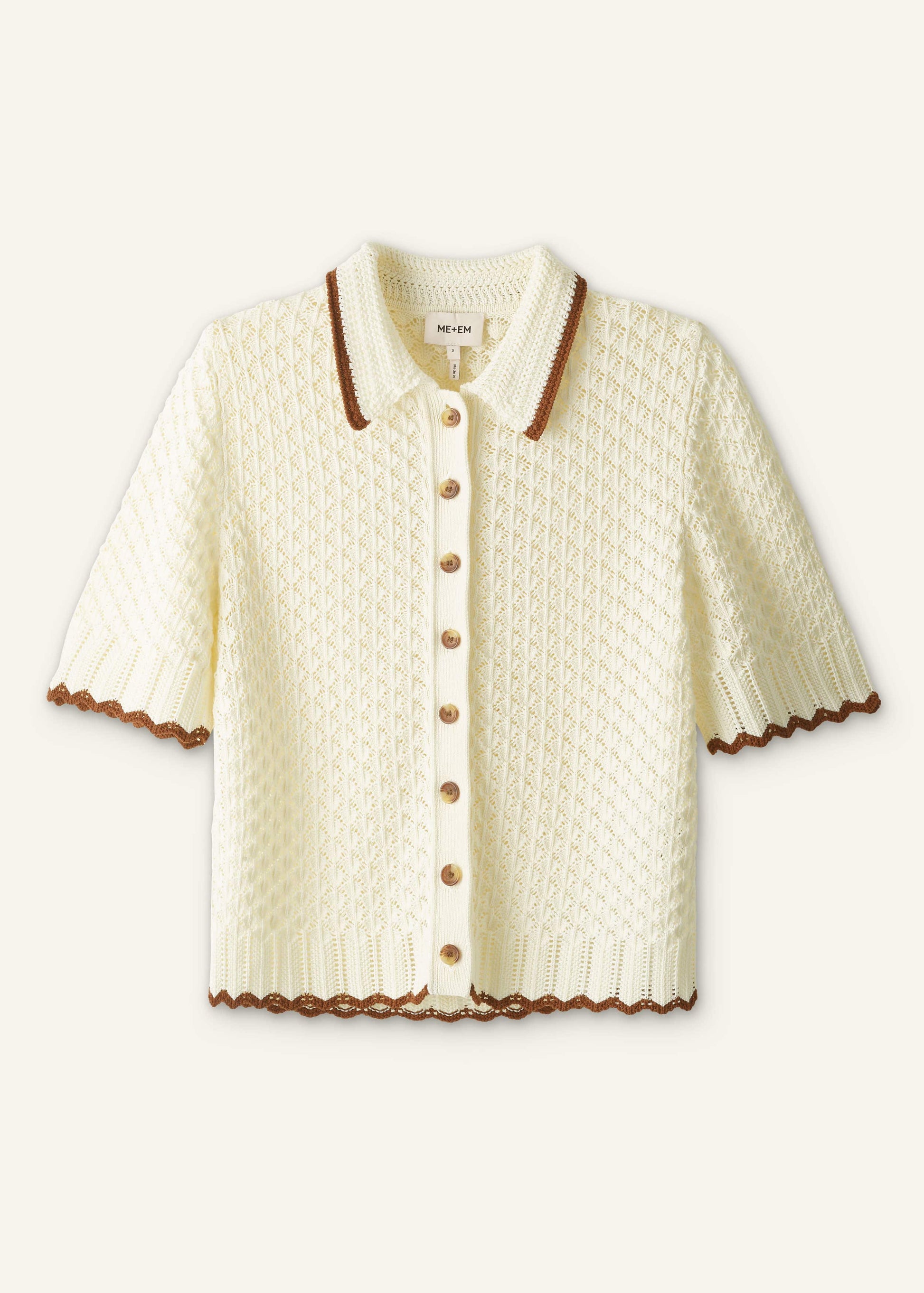 ME and EM Clothing Cream Straight Knit Tee