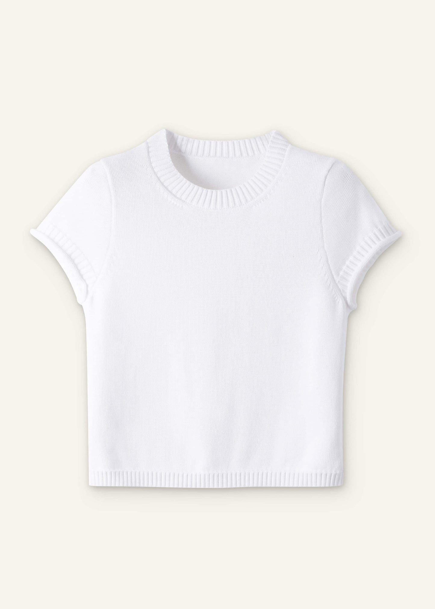 ME and EM Clothing White Shrunken Straight Knit Baby Tee