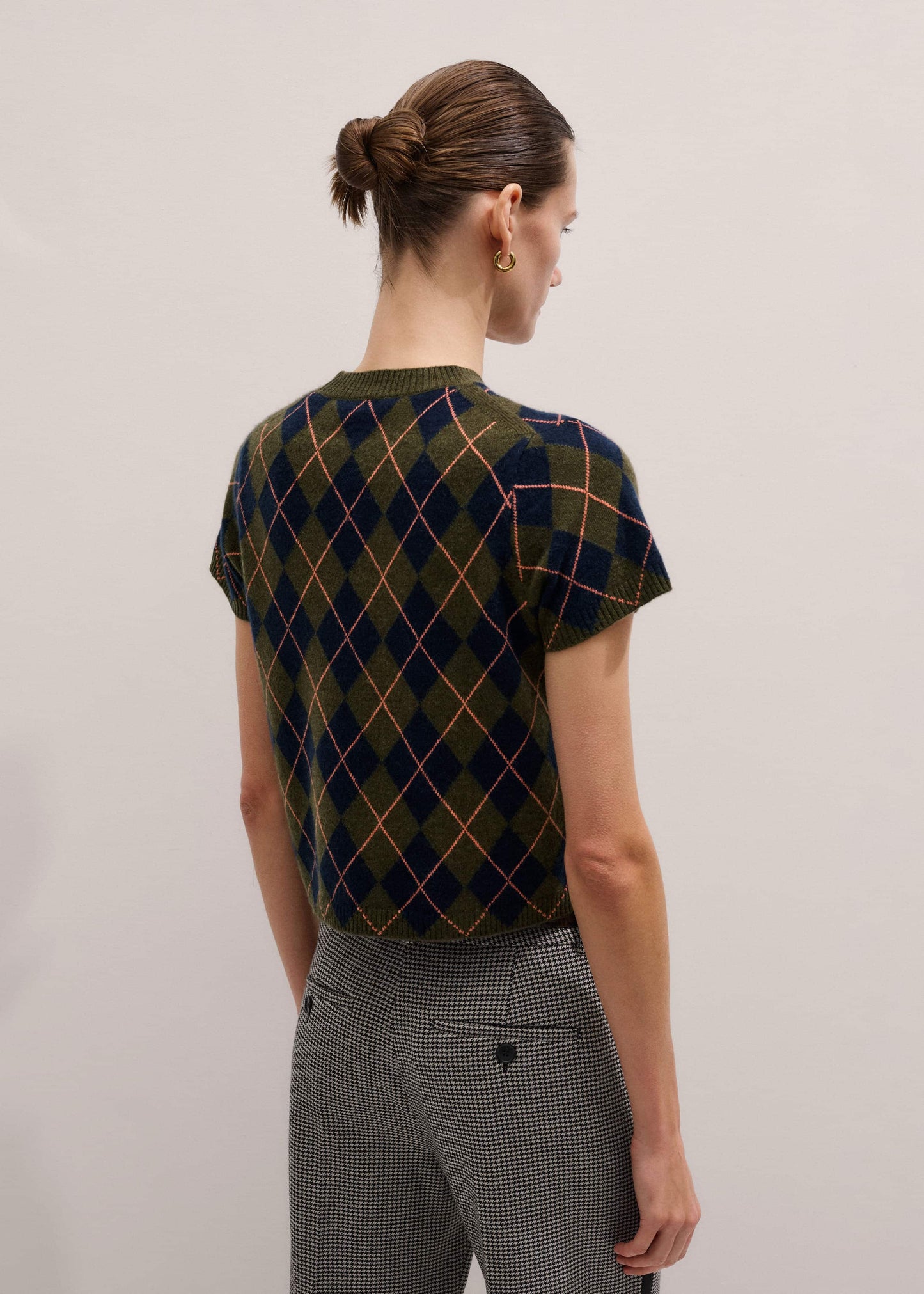 ME and EM Clothing Olive Green Cashmere Argyle Knit Baby Tee