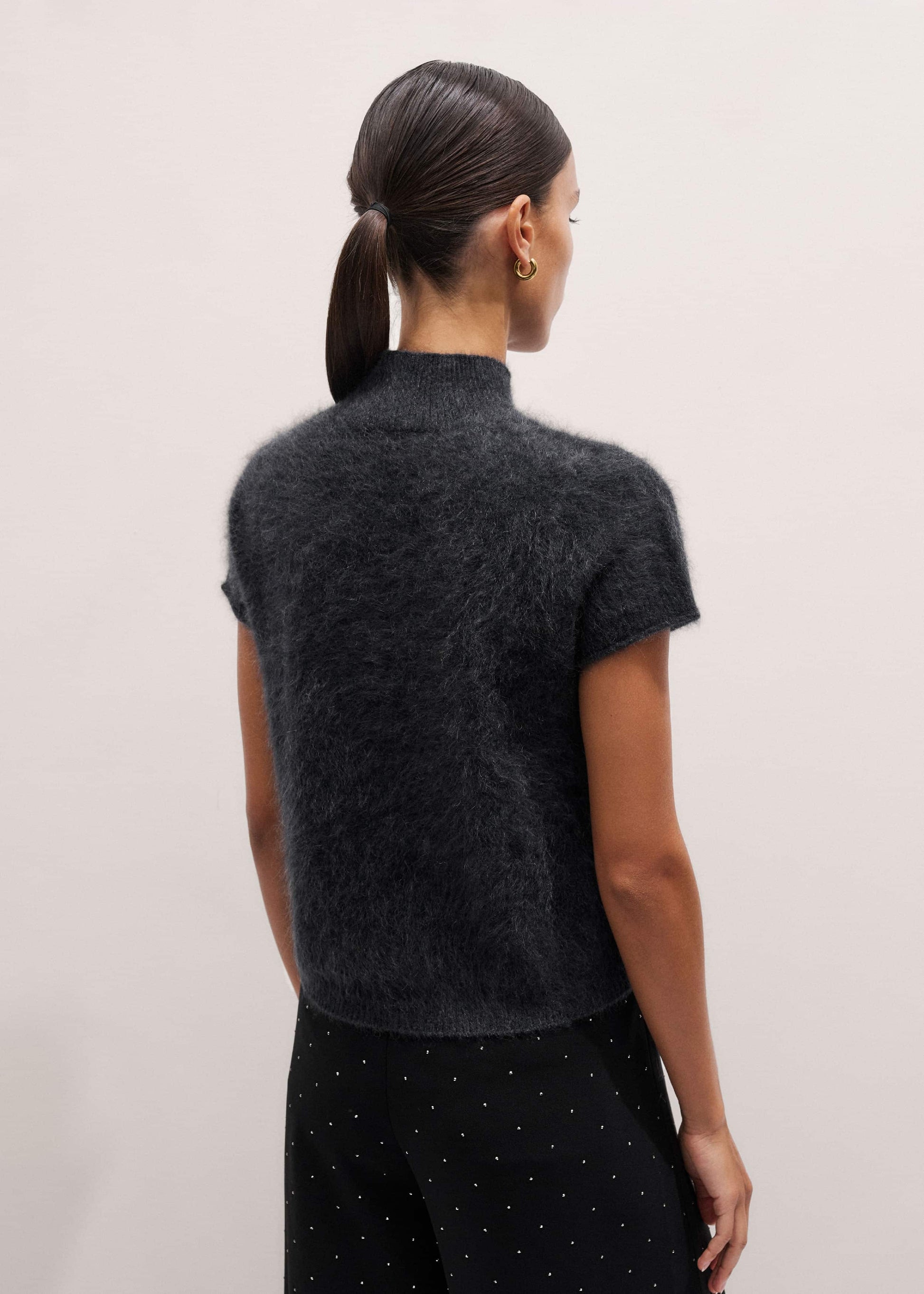 ME and EM Clothing Gray Brushed Cashmere High Neck Baby Tee