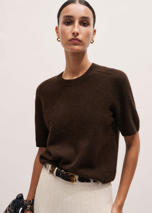 ME and EM Clothing Brown Felted Knit Tee