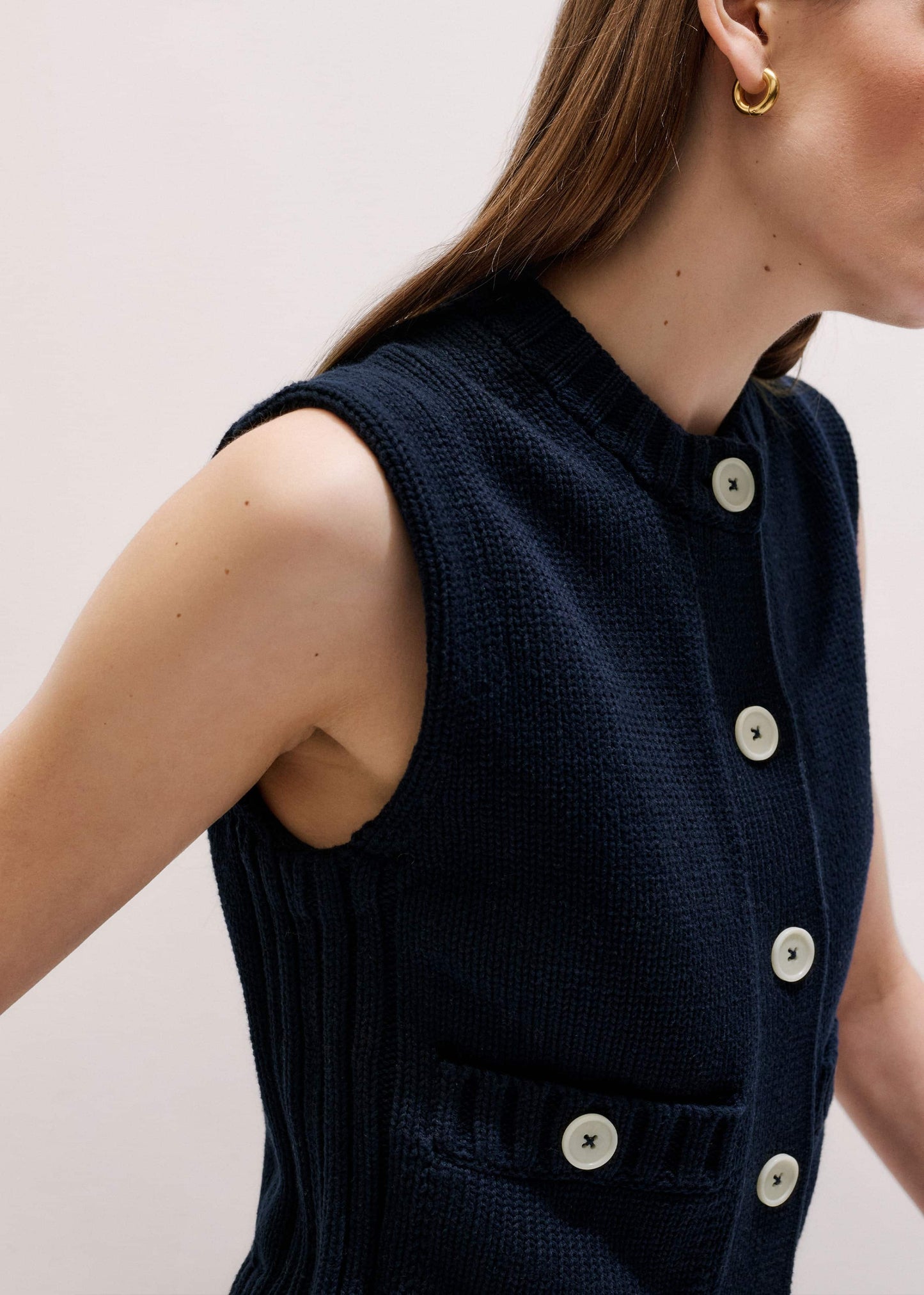 ME and EM Clothing Navy Straight Crop Vest