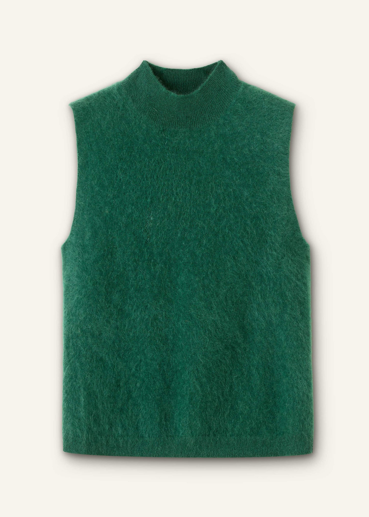 ME and EM Clothing Green Brushed Cashmere High Neck Slim Sweater Vest