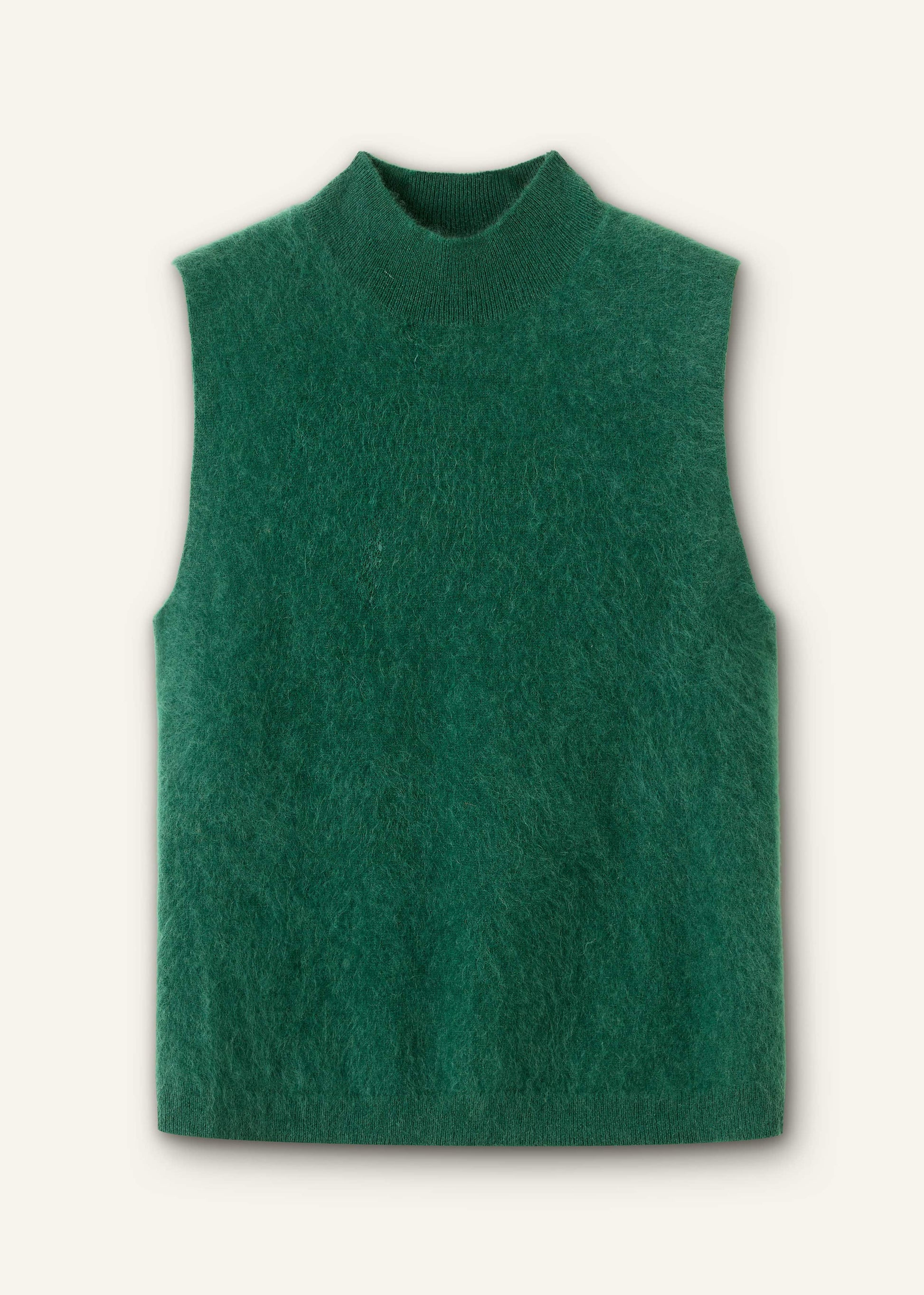 ME and EM Clothing Green Brushed Cashmere High Neck Slim Sweater Vest