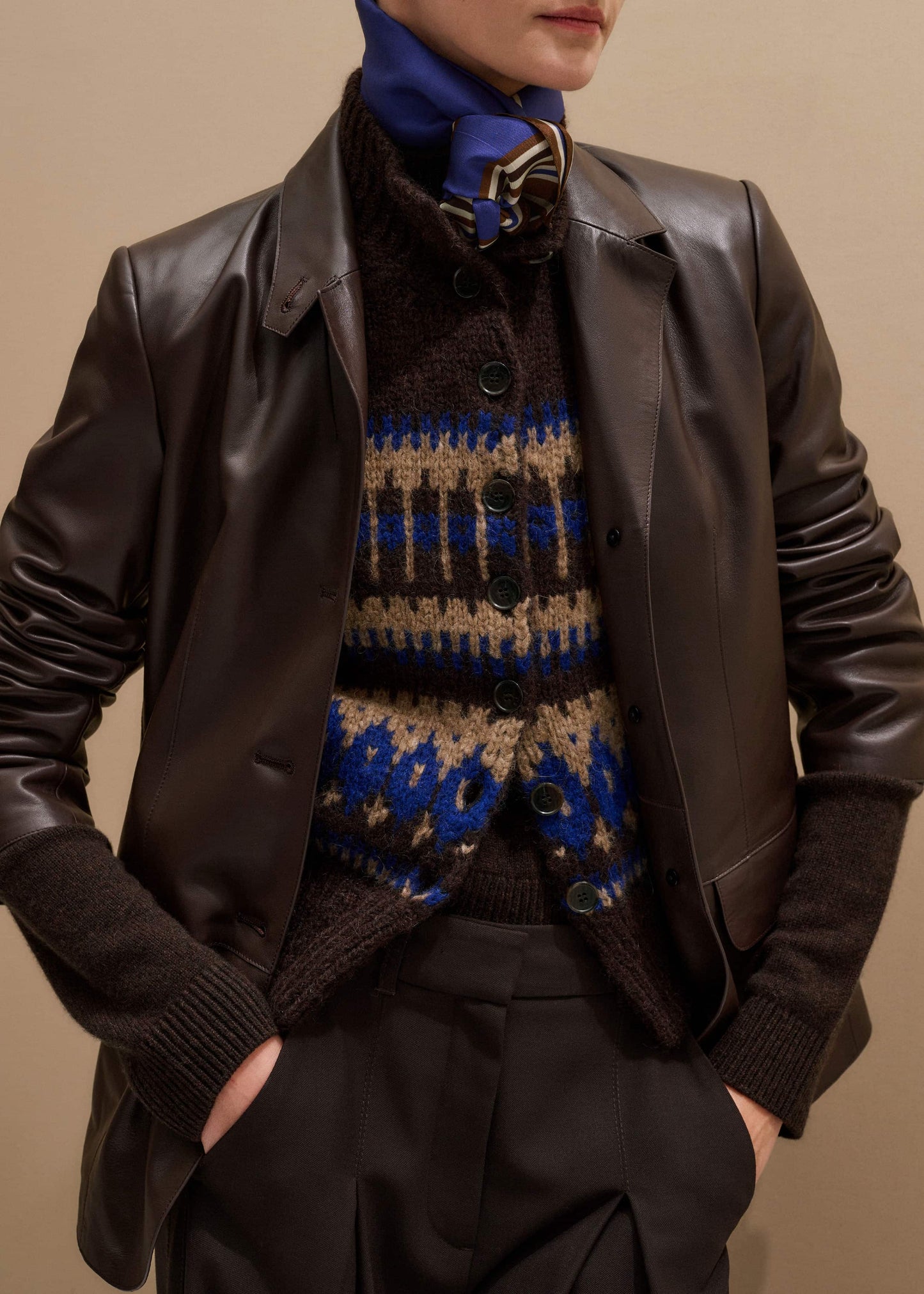 ME and EM Clothing Brown Button-Through Relaxed Jacquard Vest