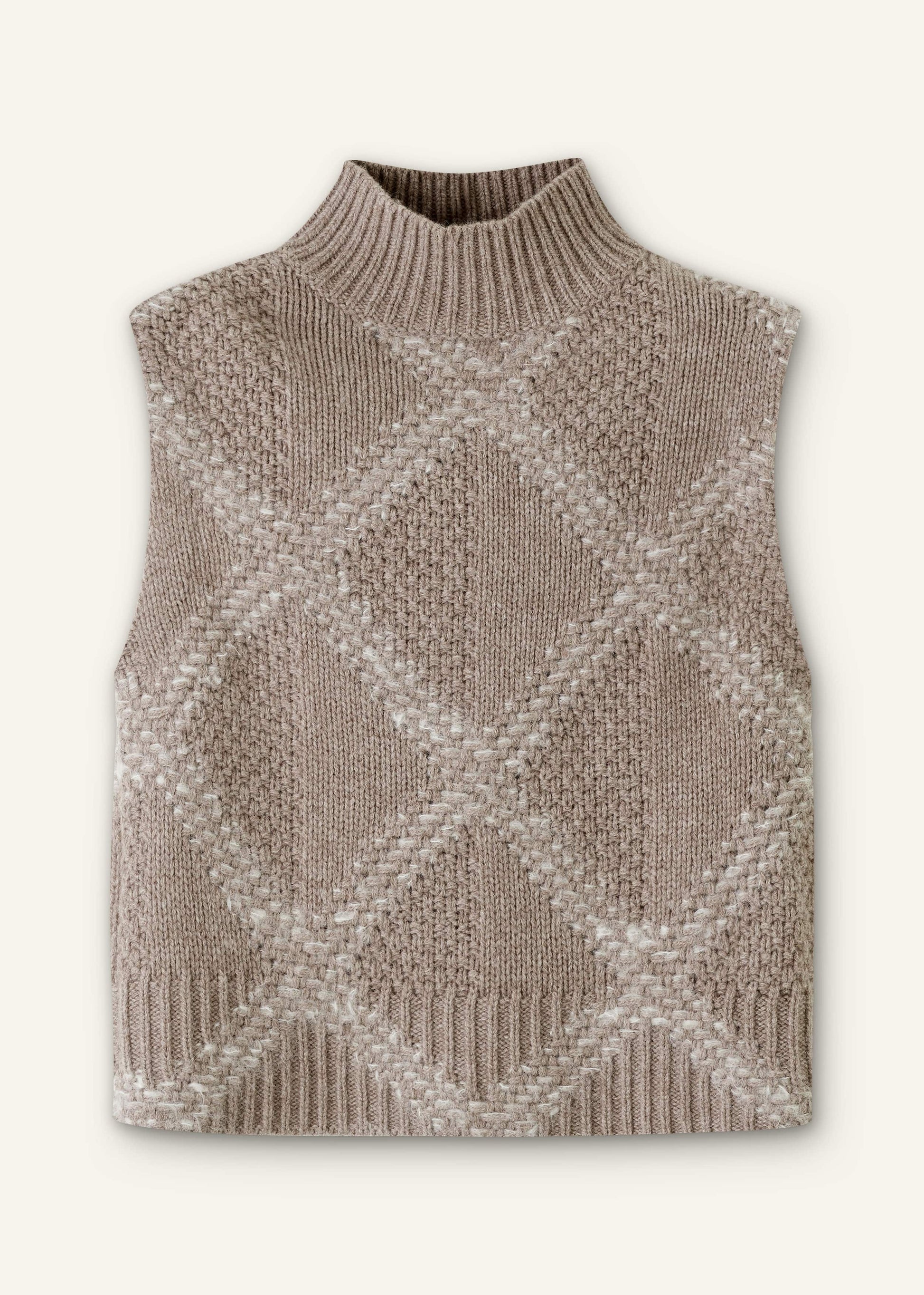 ME and EM Clothing Brown Merino Statement Textured Argyle Sweater Vest