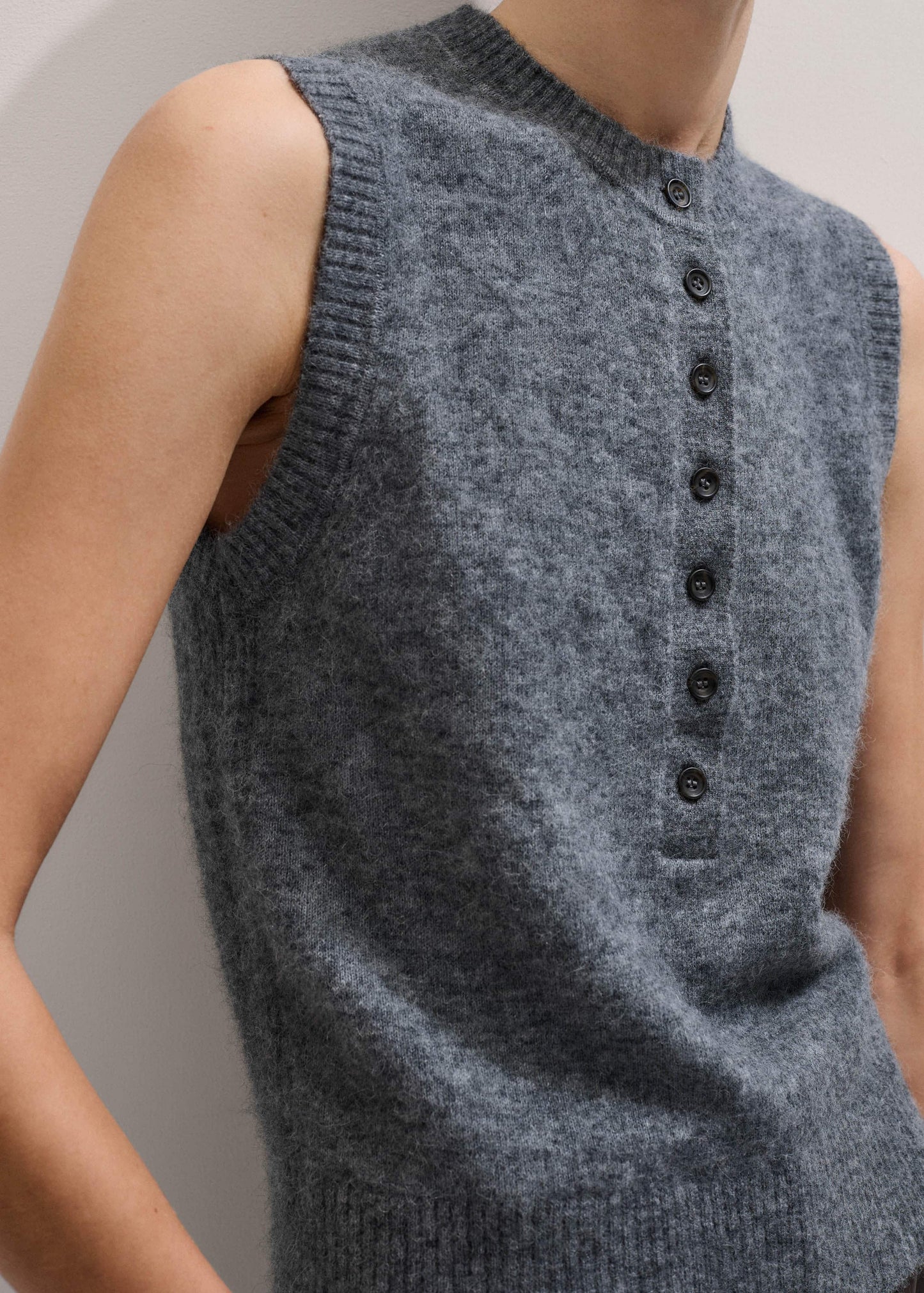 ME and EM Clothing Grey Henley Straight Knit Vest
