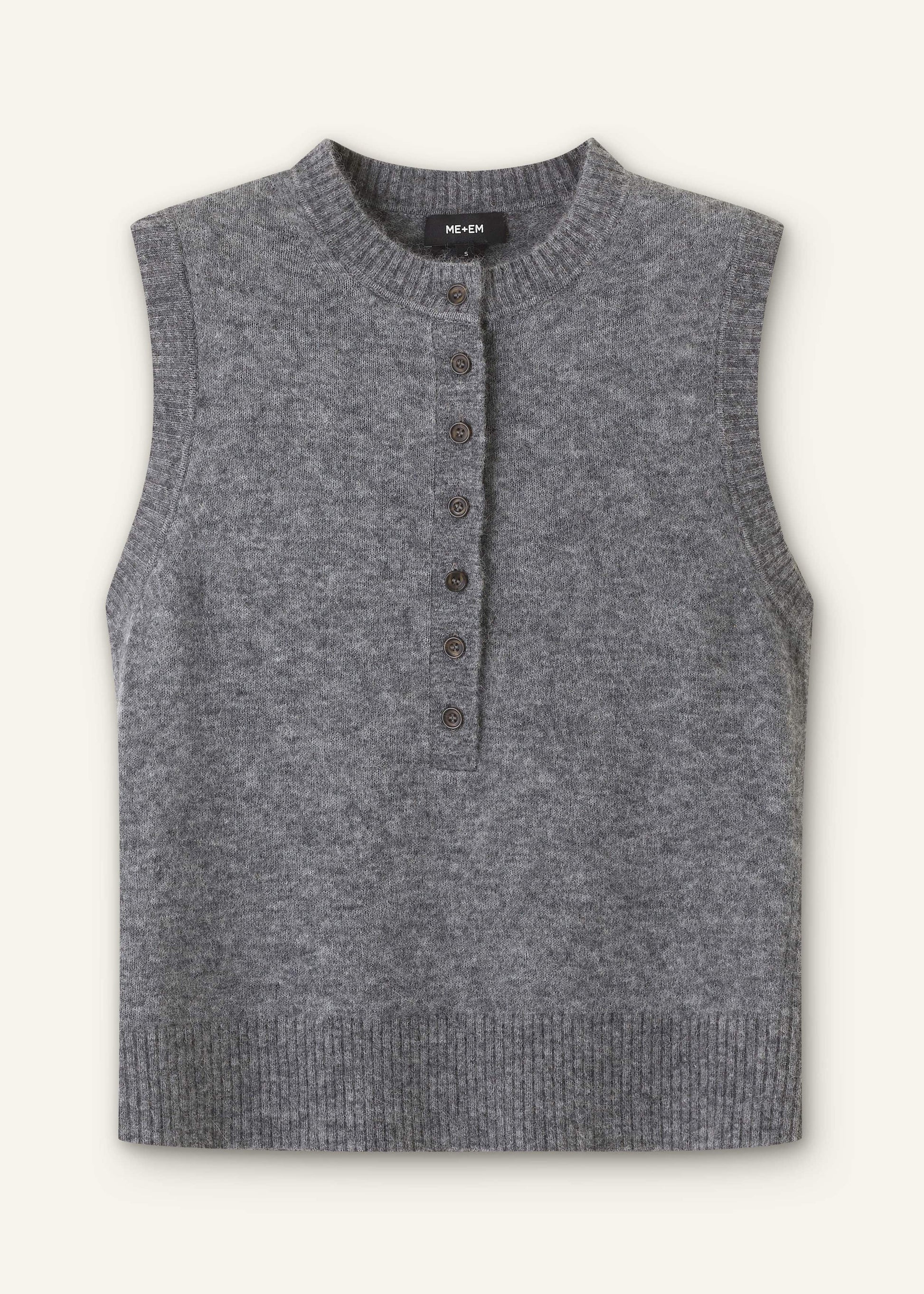 ME and EM Clothing Grey Henley Straight Knit Vest