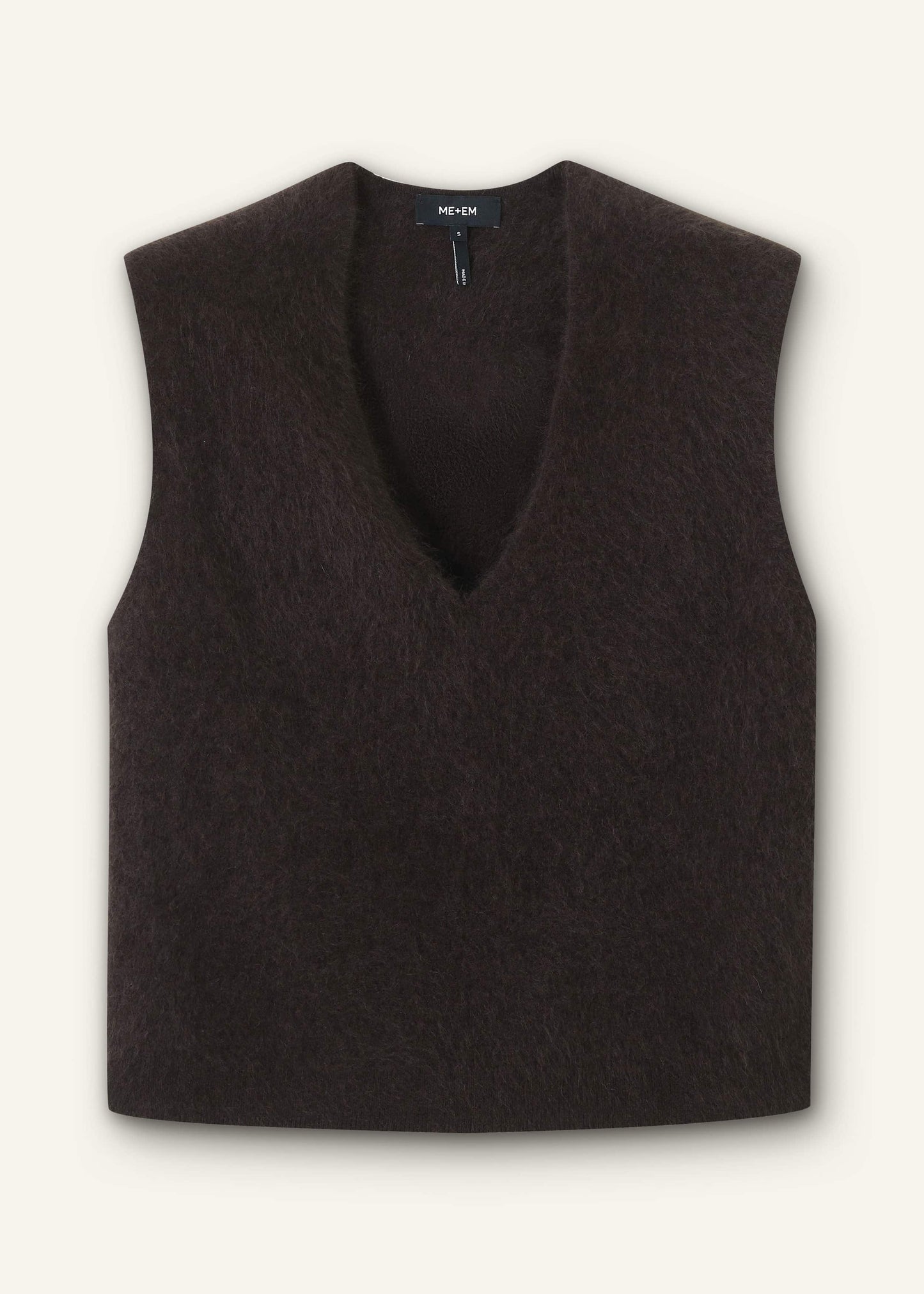 ME and EM Clothing Brown Brushed Cashmere V-Neck Sweater Vest