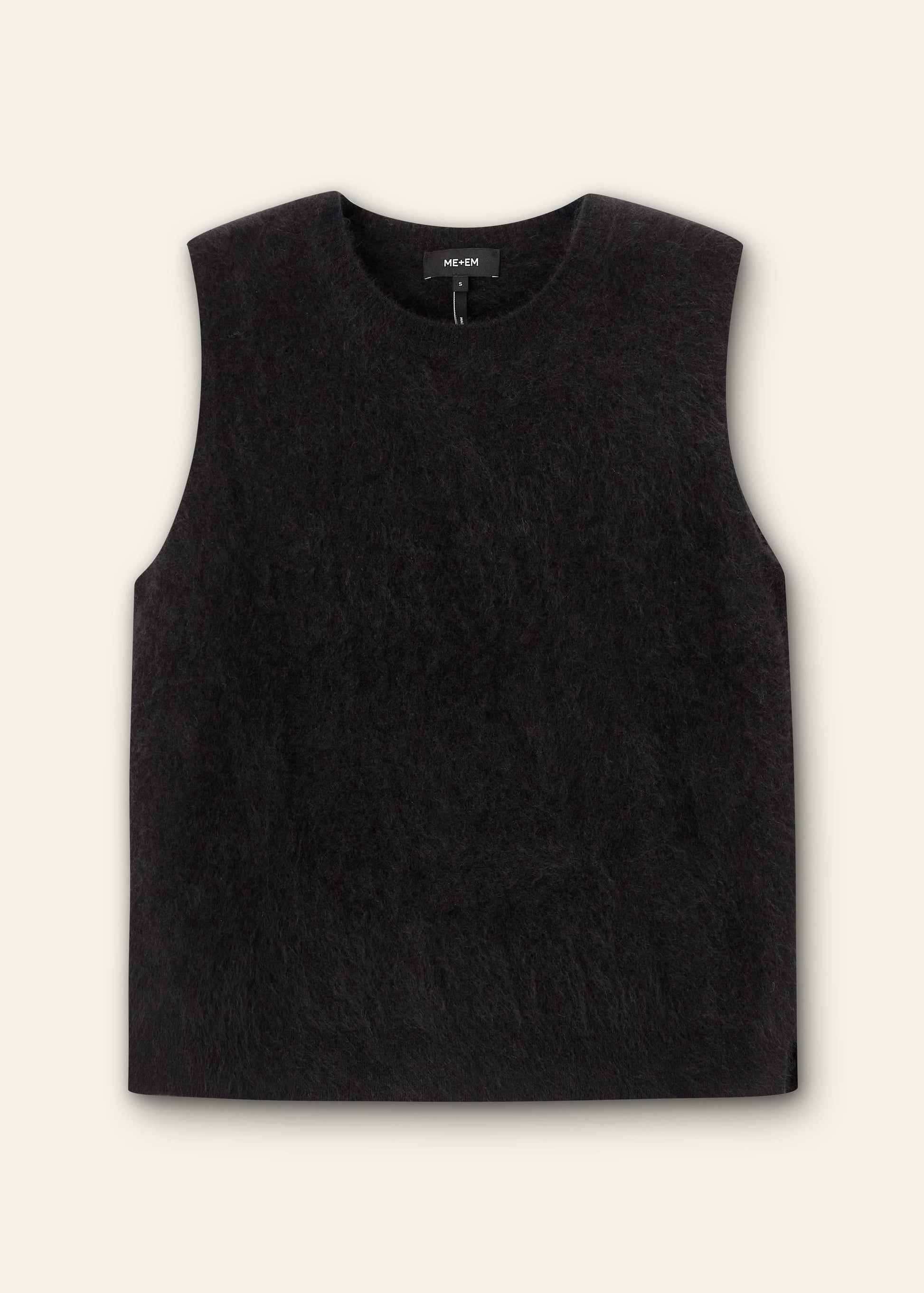 ME and EM Clothing Black Brushed Cashmere Straight Sweater Vest