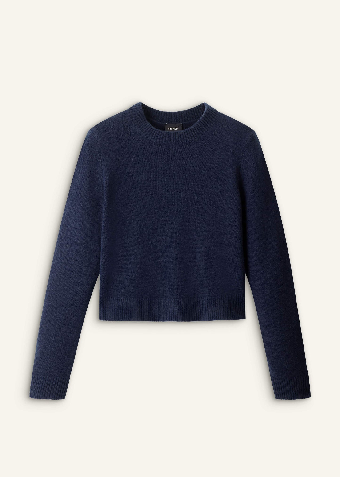 ME and EM Clothing Navy Cashmere Crew Neck Crop Sweater